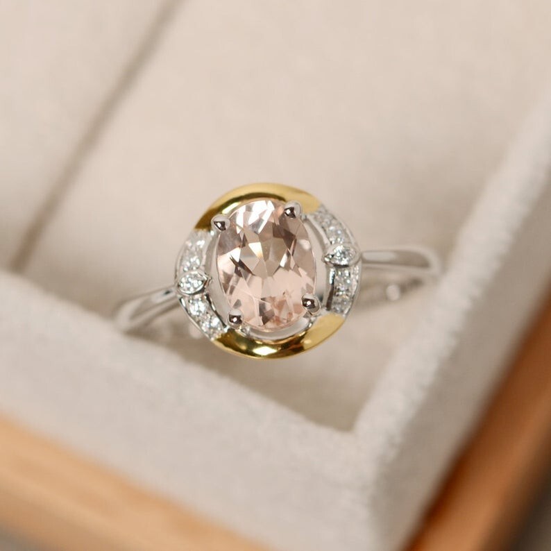 1.65 Ct Natural Morganite Diamond Engagement Wedding Ring 14K White Gold Size 7 1.65 Ct Natural Morganite Diamond Engagement Wedding Ring 14K White Gold Size 7