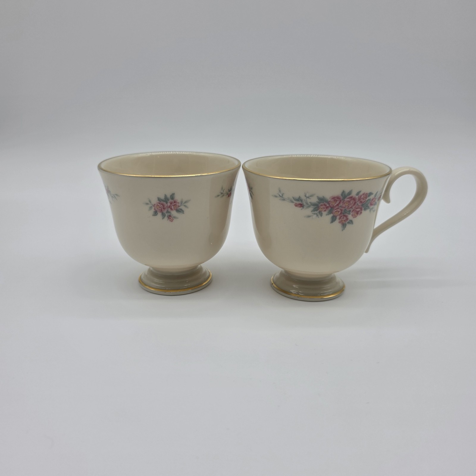 Vintage Lenox Petite Rose Footed Teacups From The Ambassador Collection 