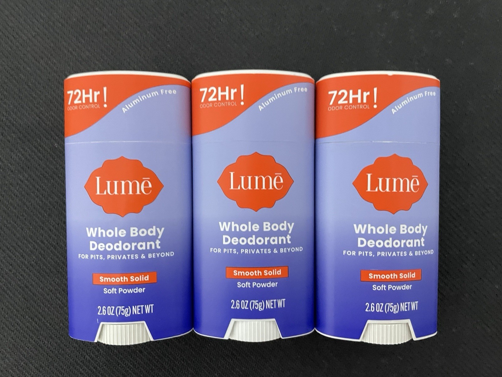 3x Lume Whole Body Deodorant Smooth Solid SOFT POWDER 2.6oz (3 Pack) NEW