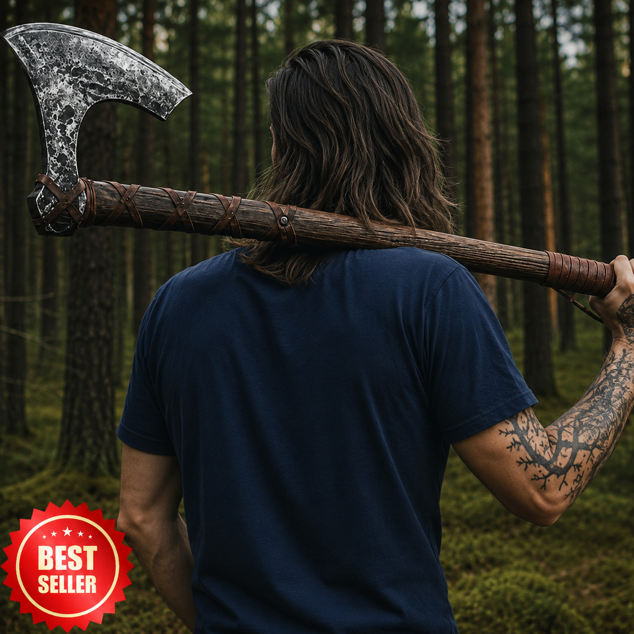 Handmade Viking Axe Bearded Battle Axe Wood Handle Axe Wrap Hatchet Axe