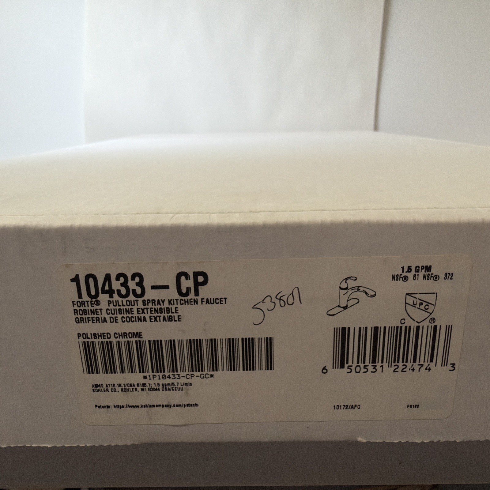 New Kohler Forte Single-Handle Pull-Out Sprayer Kitchen Faucet 10433 CP Chrome. New Kohler Forte Single-Handle Pull-Out Sprayer Kitchen Faucet 10433 CP Chrome.