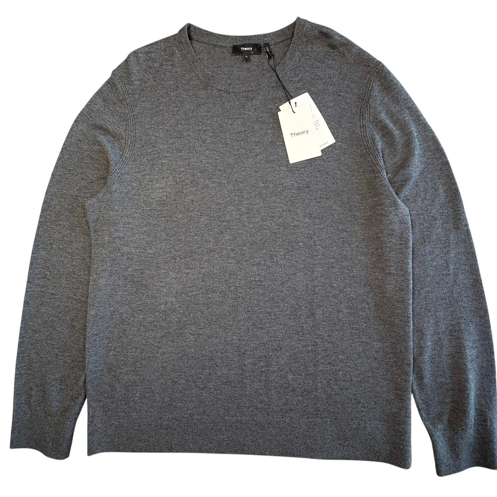 Theory Riland Harman Merino Wool Sweater Mens XL Charcoal Gray Crewneck NWT