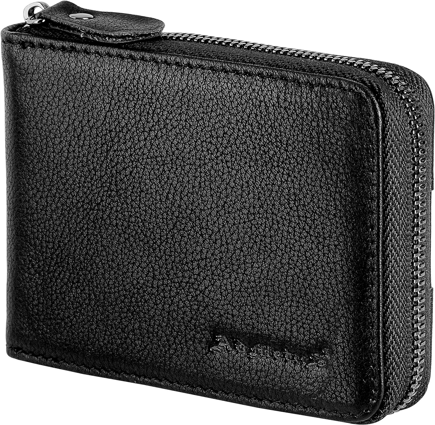 Billetera De Cuero Para Hombre Con Cremallera Alrededor Cartera Multi Bolsillos