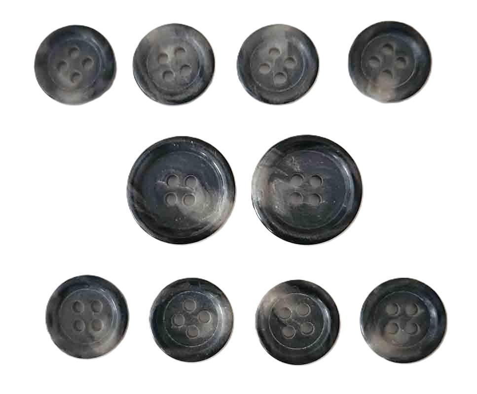VTG Hickey Freeman Genuine Horn Suit Buttons Set Gray White L7D Men\'s