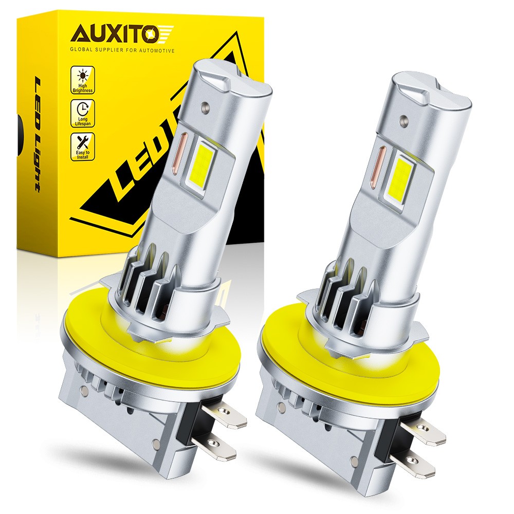 Pair H11B Headlight LED DRL Bulbs Kit Canbus Super Bright White 6500K AUXITO GF