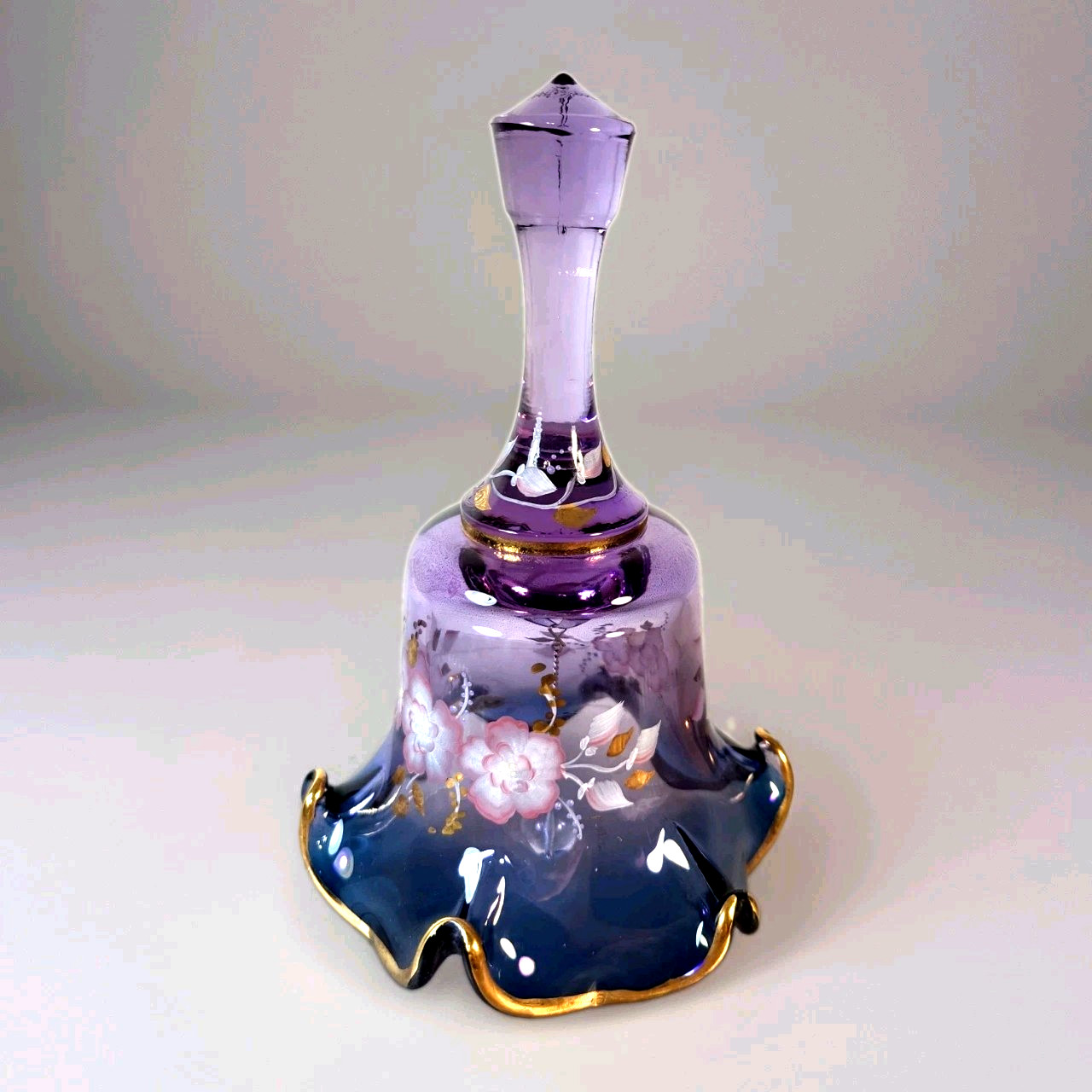 Vtg Fenton 1988 Connoisseur Collection Mulberry Glass Bell - Hand Painted Signed Vtg Fenton 1988 Connoisseur Collection Mulberry Glass Bell - Hand Painted Signed