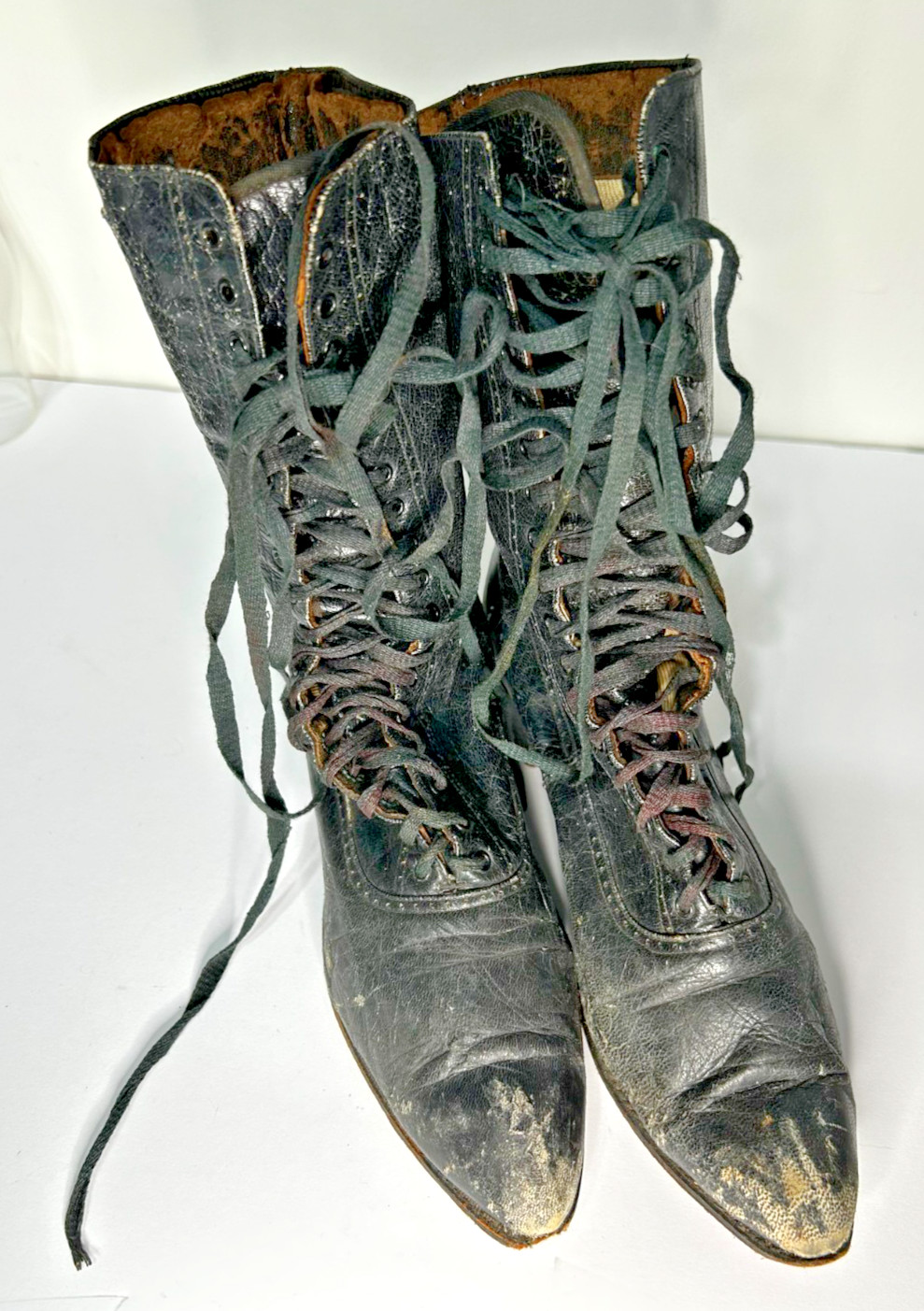 Antique Victorian Edwardian Women's Black Leather High Top Lace Up Boots Shoes Antique Victorian Edwardian Women's Black Leather High Top Lace Up Boots Shoes