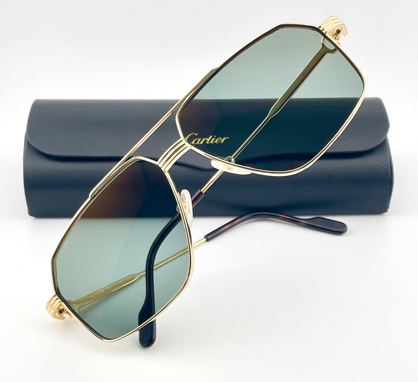 Cartier CT0270S square sunglasses 22K gold plated LARGE 61/12 new with box