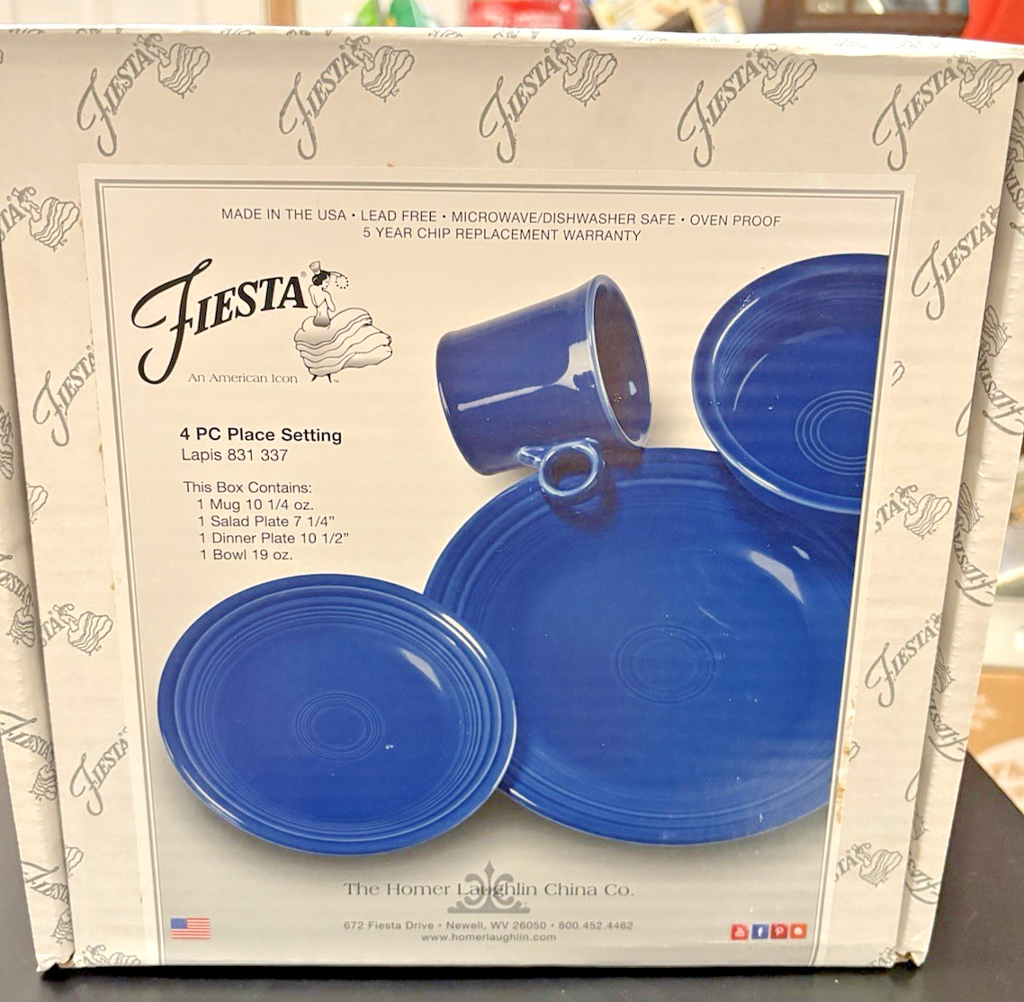 Fiesta® 4-Piece Place Setting | Lapis Fiestaware Salad Dinner Bowl Mug