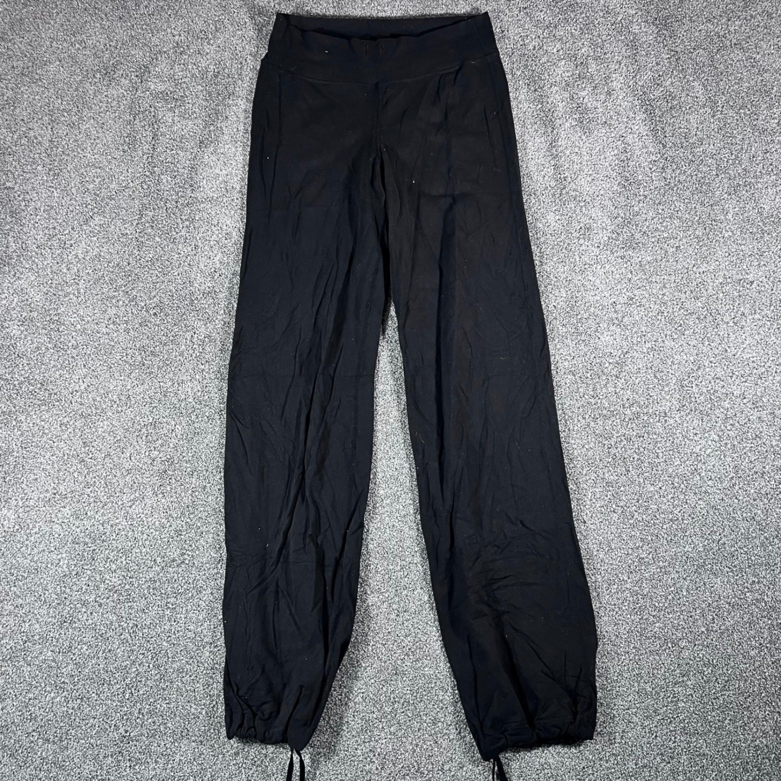 Lululemon Studio Pant Black Straight Leg Jogger Drawstring Hem Back Pocket Sz 4