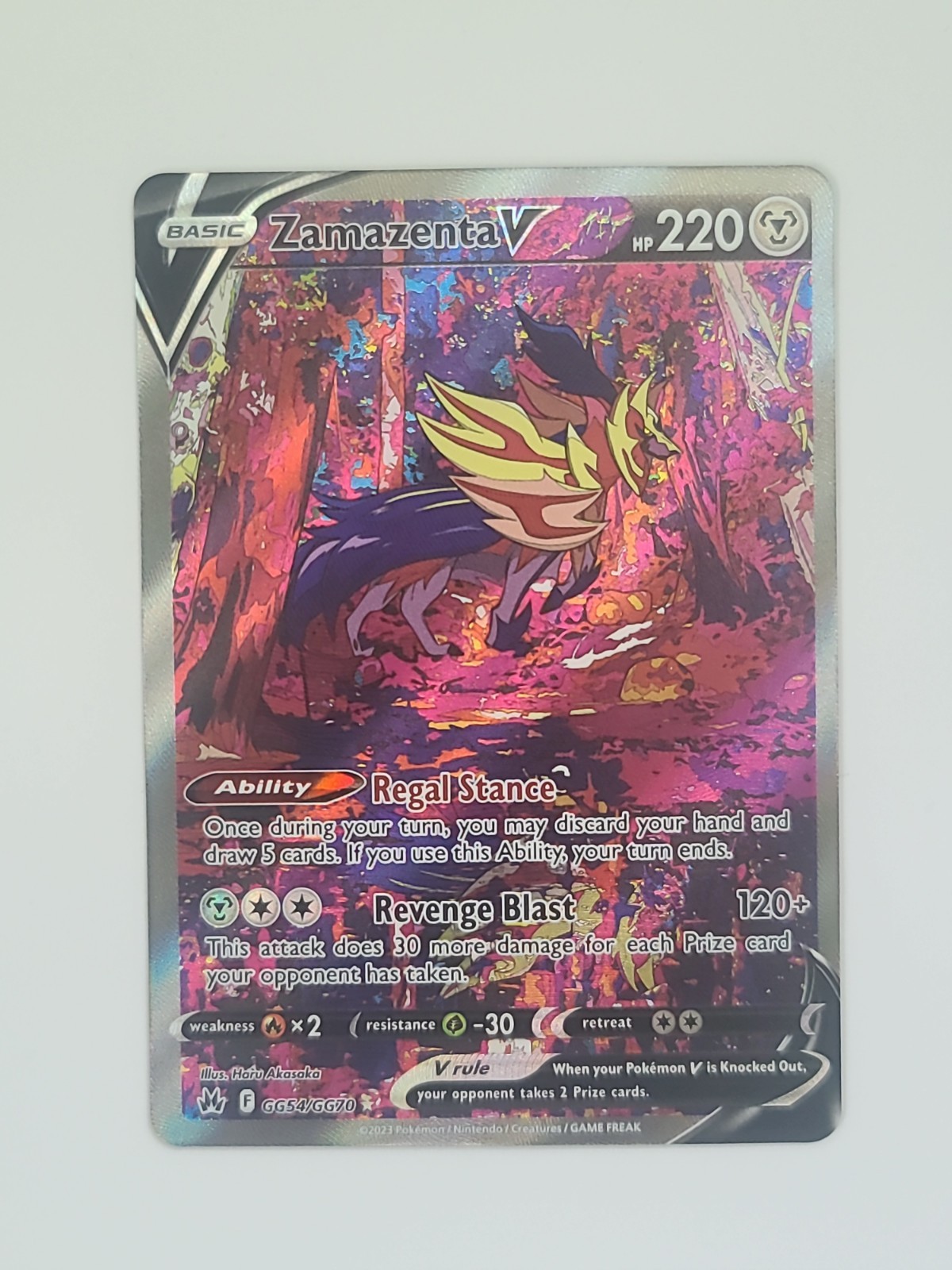 Pokemon TCG Crown Zenith Zamazenta V GG54/GG70 Galarian Gallery Full Art 
