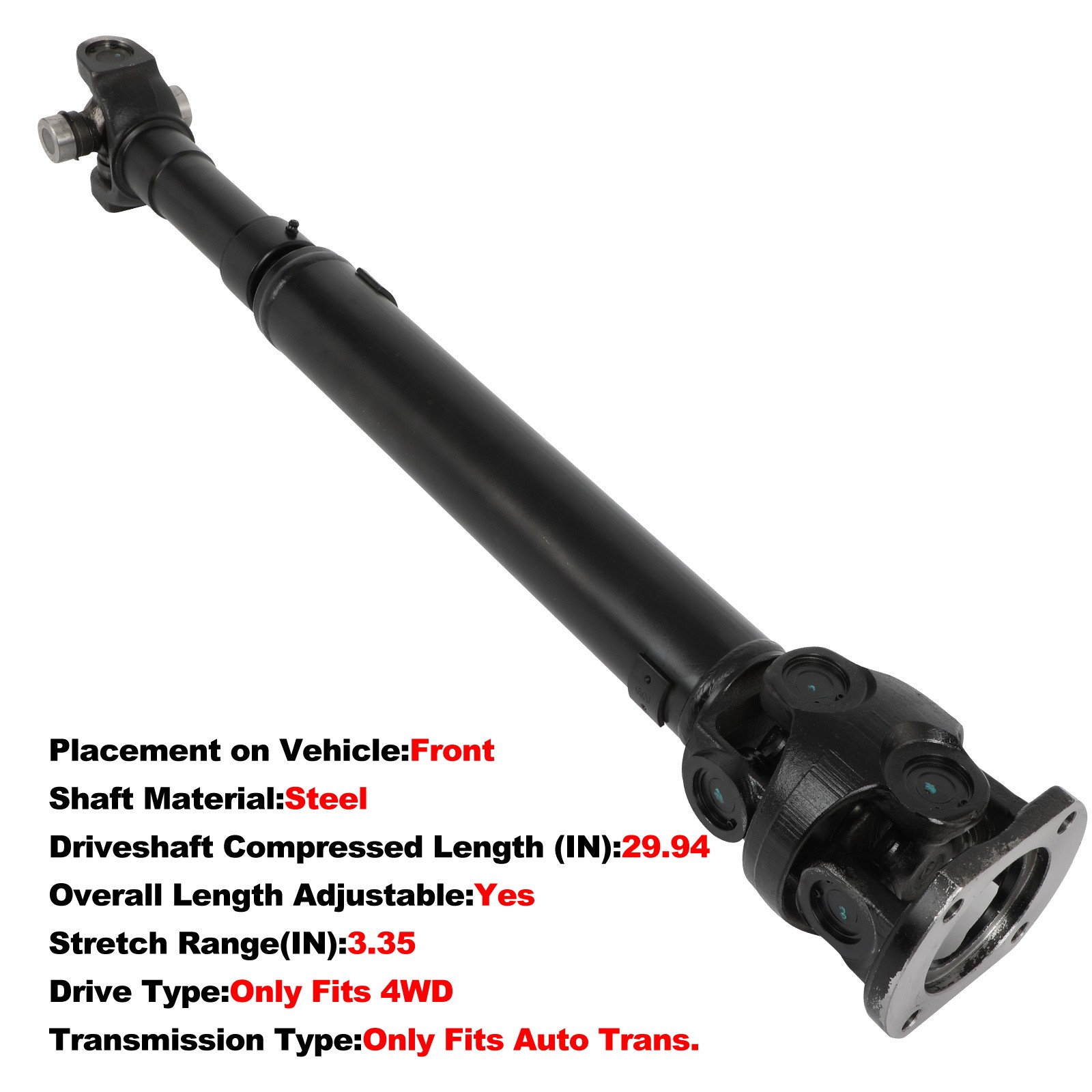 Front Driveshaft For Dodge Ram 1500 00-01 2500 3500 00-02 938-157 4WD Automatic