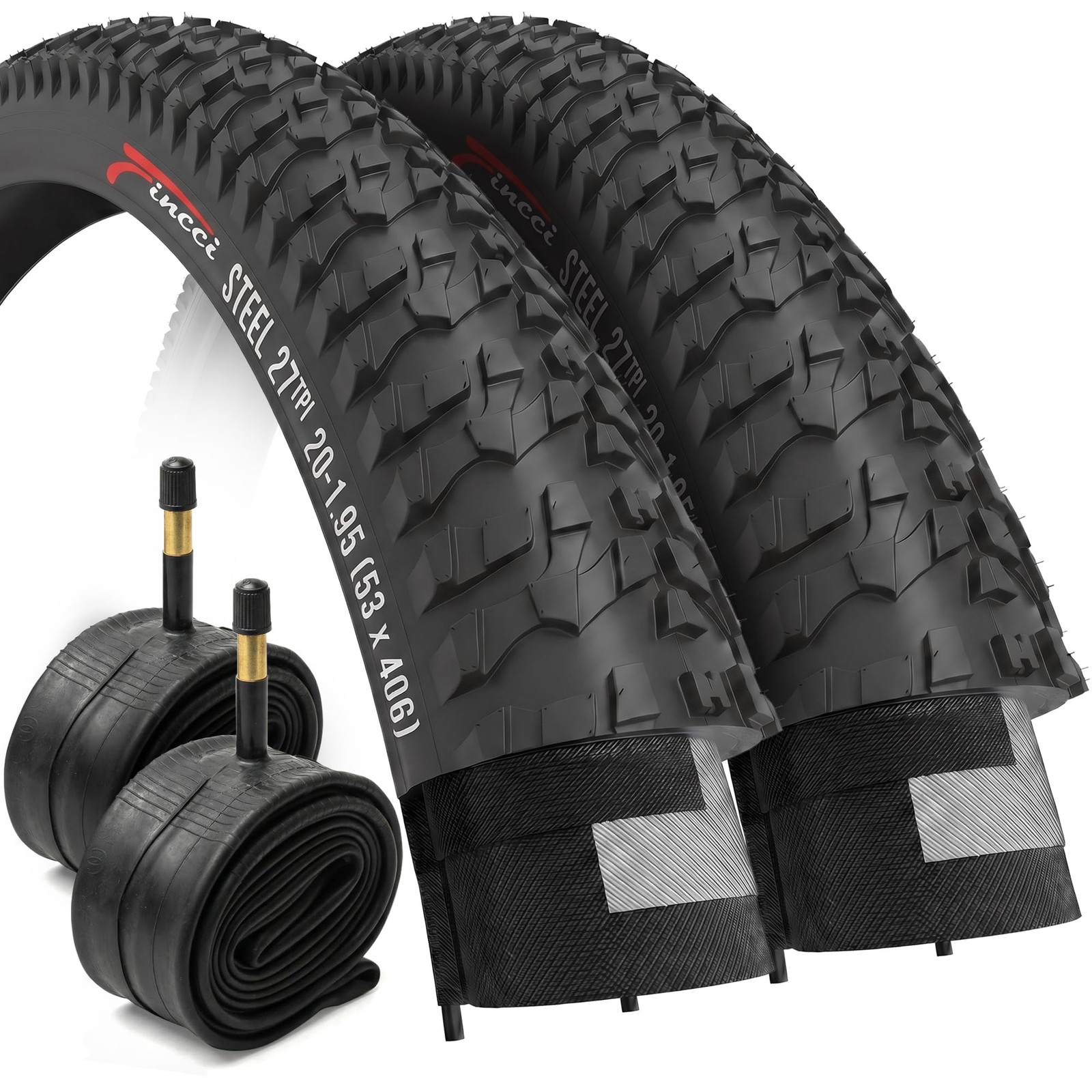 Fincci 20 Pack 1.95 BMX Bike Tire Tubes Schrader Foldable 53-406 27 TPI