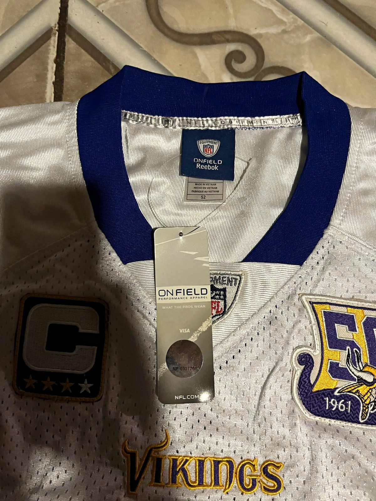 Reebok Minnesota Vikings Brett Favre #4 NFL Football Jersey White Men’s 52 Reebok Minnesota Vikings Brett Favre #4 NFL Football Jersey White Men’s 52