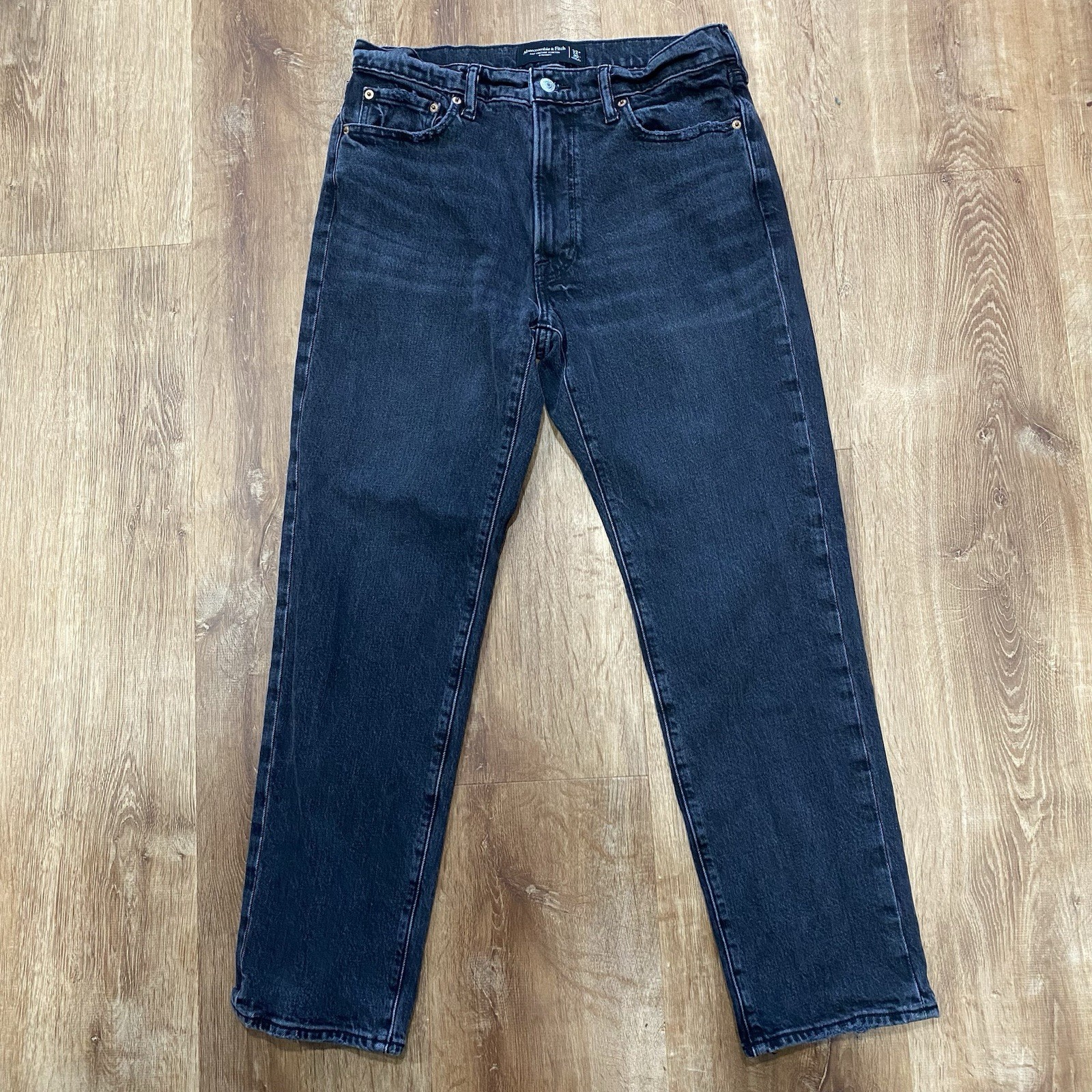 Abercrombie Fitch Jeans Men 32x30 Black Vintage Stretch 90s Straight Distressed