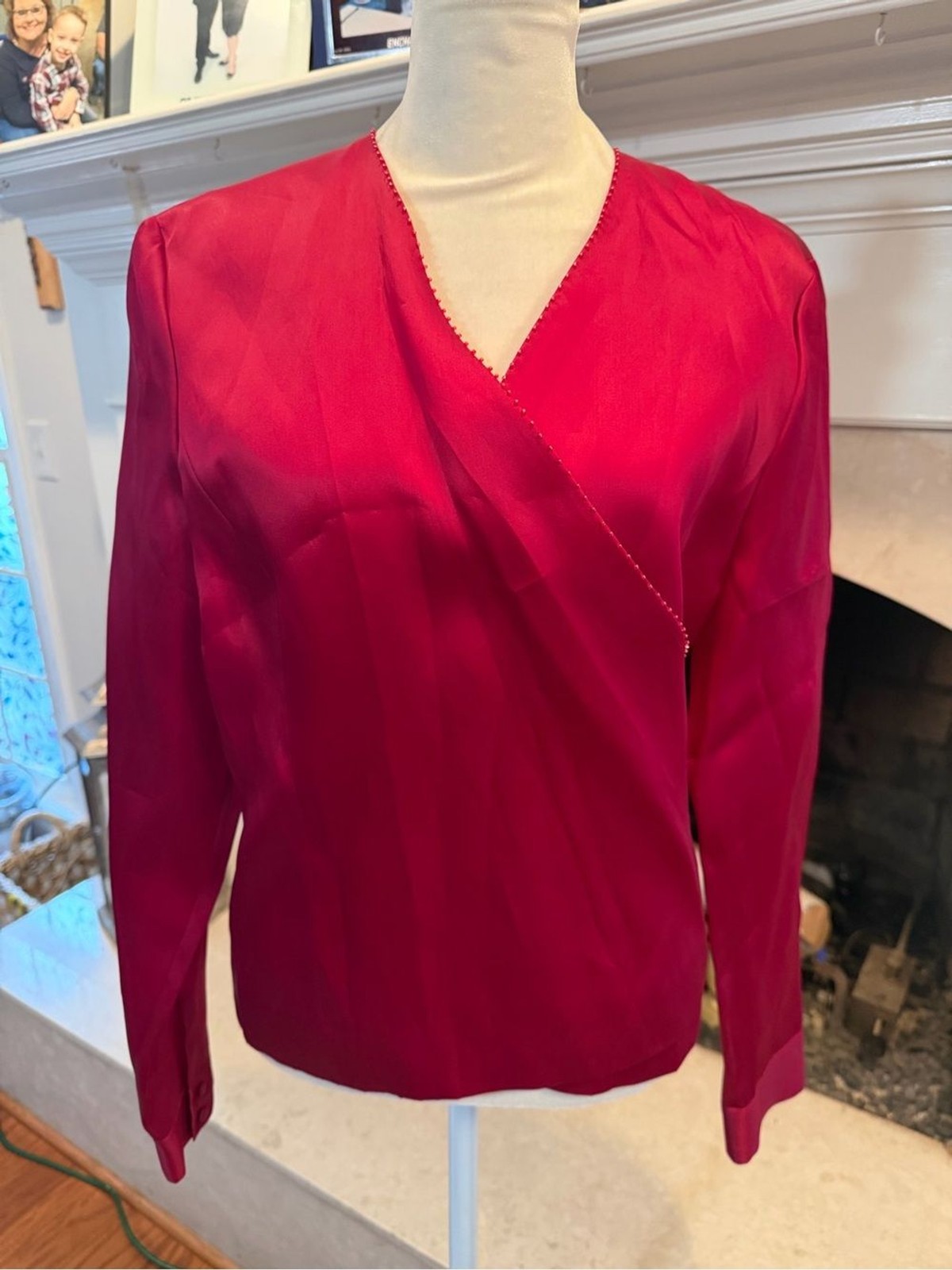 Talbots Deep Red or Rust 100% Silk Wrap Blouse size 12 Talbots Deep Red or Rust 100% Silk Wrap Blouse size 12