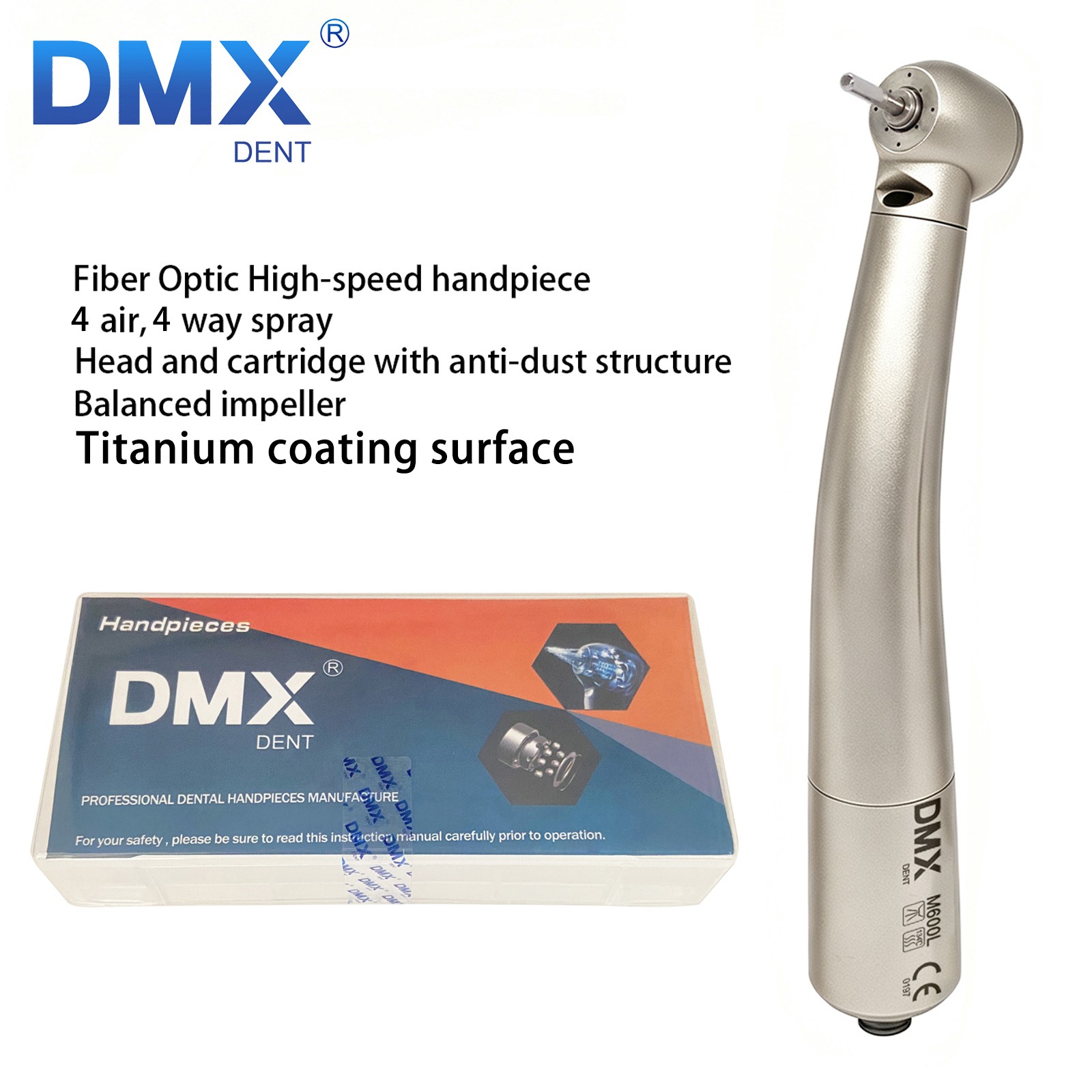 Dental FiberOptic Titanium M500/M600KL High Speed Handpiece Fit KaVo/NSK Coupler