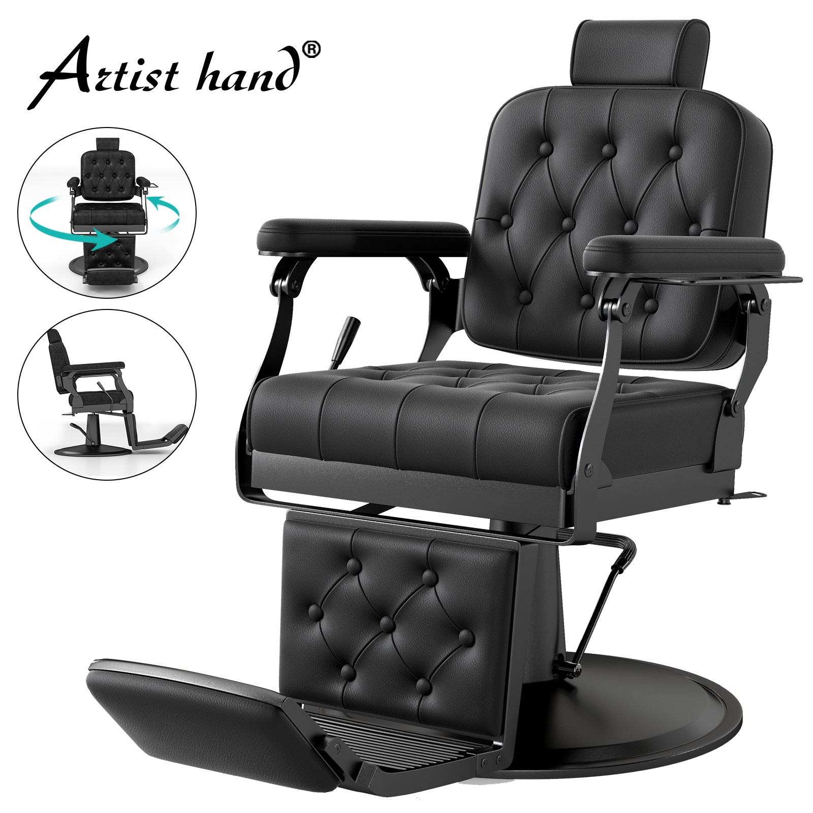 Black All Purpose Recline Vintage Barber Chair Hydraulic Heavy Duty Salon Beauty Black All Purpose Recline Vintage Barber Chair Hydraulic Heavy Duty Salon Beauty