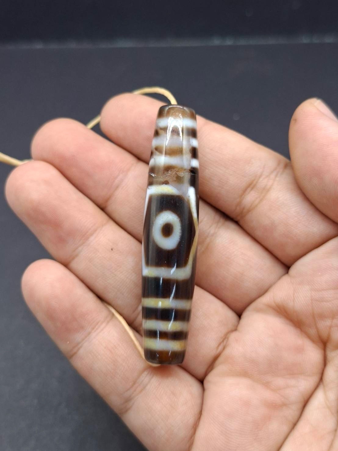 Blessed Tibetan One  Eyes Dzi Bead Agate Taiwan Handmade Amulet