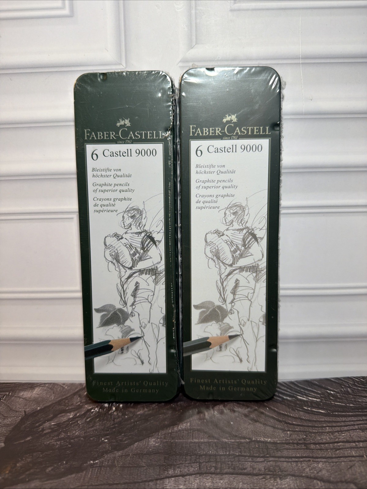 Faber-Castell 6 Castell 9000 Graphite Artist Pencil Tin Set Pack of 2 NWT