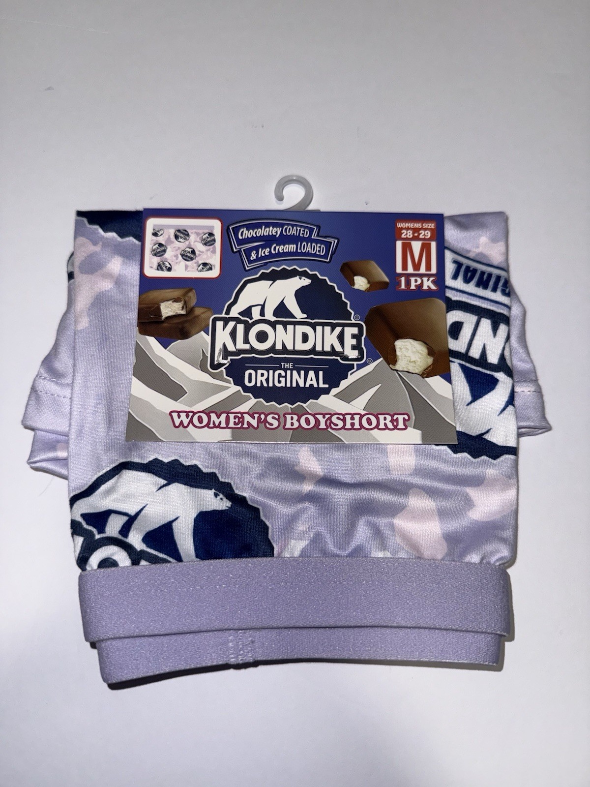 Klondike Women Boyshort Medium Ice Cream Novelty Gift Funny Lavender Bear NWT