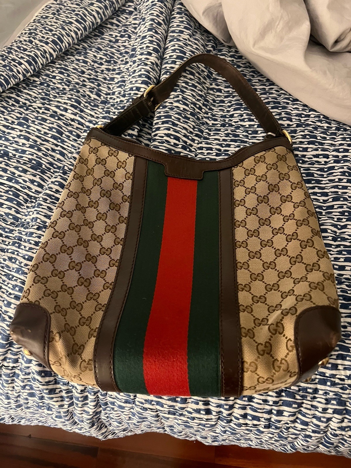Authentic Gucci Abbey D-Ring Tote Bag Brown GG Canvas Large Shoulder Purse