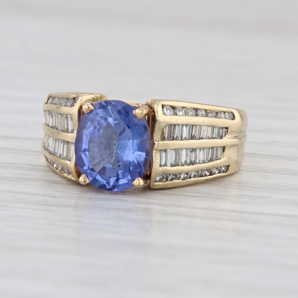 2.86ctw Oval Tanzanite Diamond Ring 14k Yellow Gold Size 6