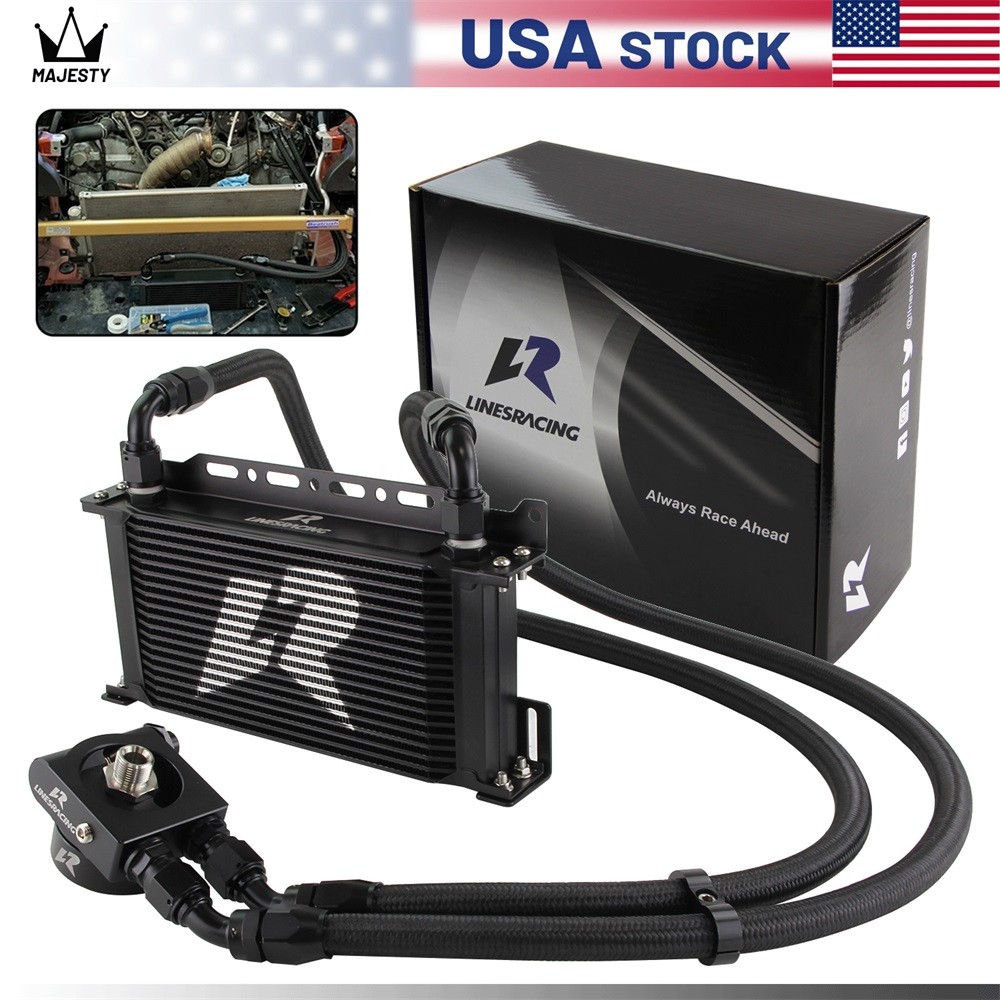 19 Row Oil Cooler Kit Thermostatic For Subaru BRZ Scion FR-S FA20 2013+ Black