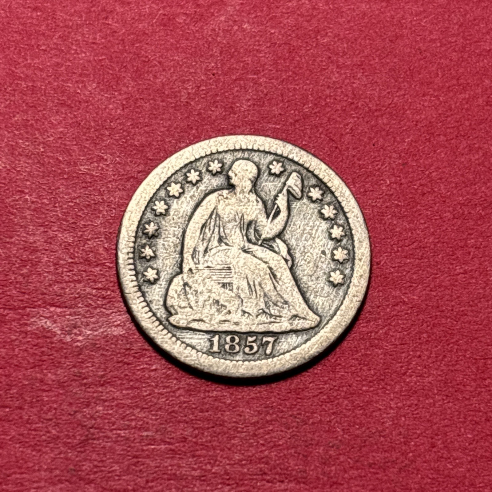 (1) Beautiful Antique 1857-O Seated Liberty Half Dime CHOICE VG-VERY GOOD