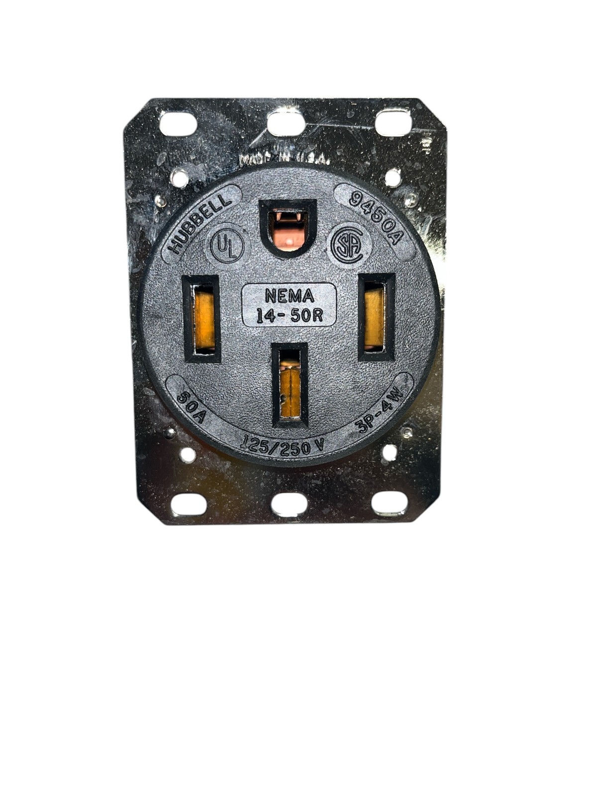 Hubbell HBL9450A Receptacle, Single, 50A, 14-50R, 250V, Black Hubbell HBL9450A Receptacle, Single, 50A, 14-50R, 250V, Black