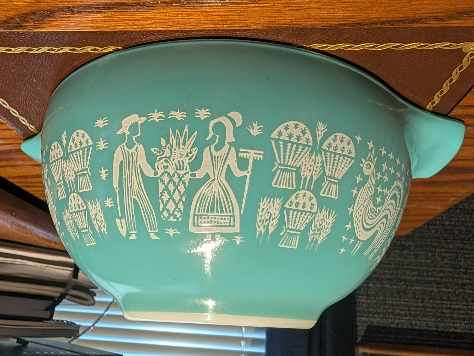 Vintage PYREX 441 Amish Butterprint Turquoise Cinderella Mixing Bowl 1- 1/2 Pt