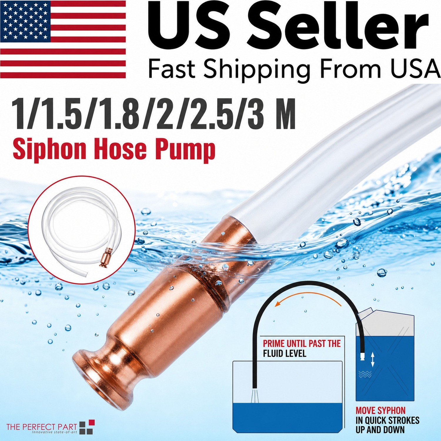 Deluxe Siphon Hose Pump Self Priming Jiggler Shaker Transfer Fuel Water Oil Gas