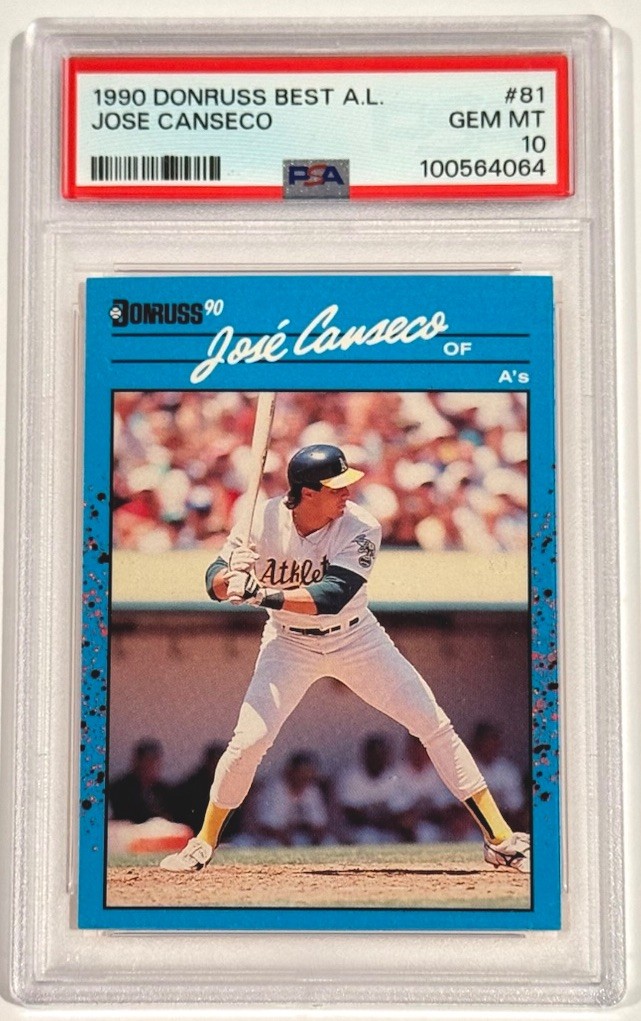 1990 Donruss Best of the AL #81 Jose Canseco PSA 10 Gem Mint Low Pop Athletics