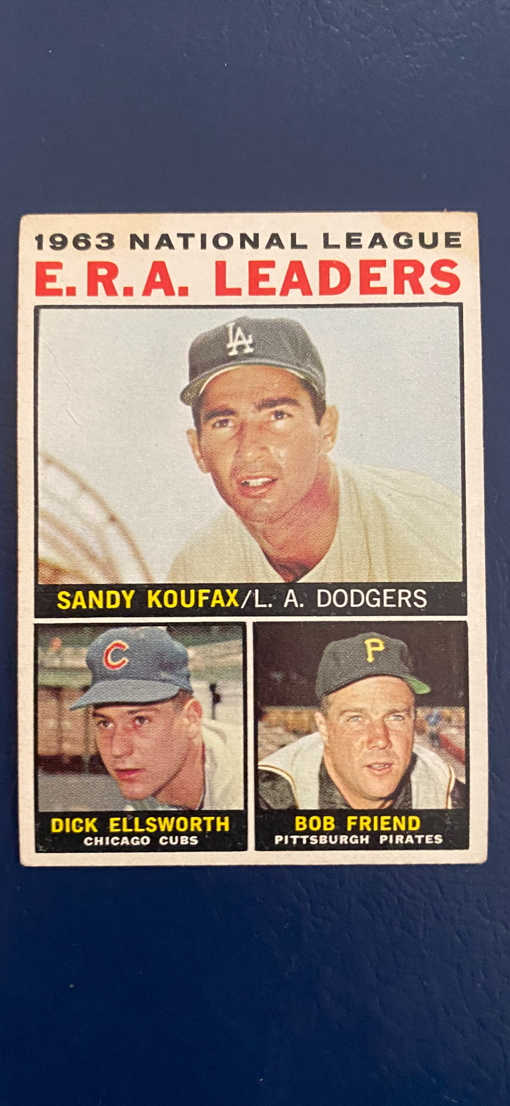 1964 Topps - NL ERA Leaders Koufax, Friend, Ellsworth #1 Low Grade (Crease) 1964 Topps - NL ERA Leaders Koufax, Friend, Ellsworth #1 Low Grade (Crease)