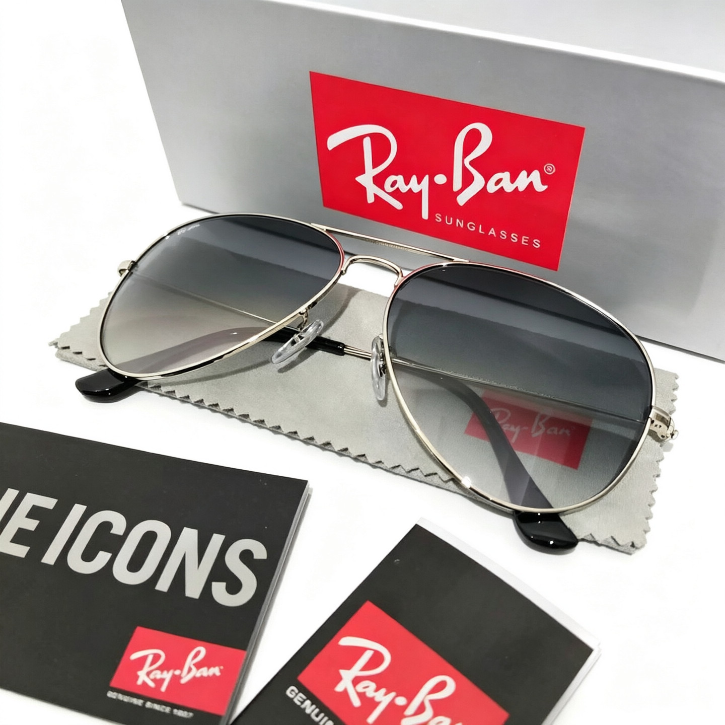 RAY-BAN RB3026, aviator sunglasses , Silver Frame/Large 62mm Gray Lens