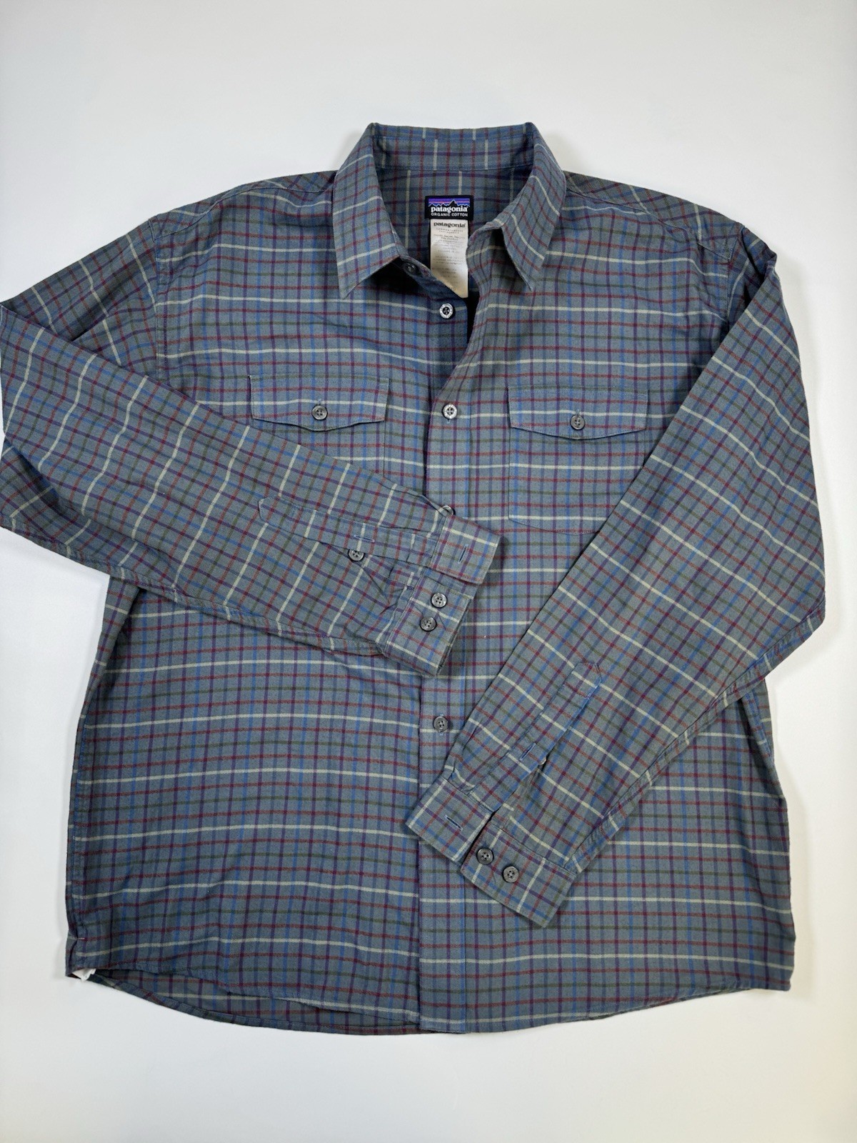 Patagonia Birdshot Shirt Mens L Organic Cotton Plaid Long Sleeve Outdoor 52310