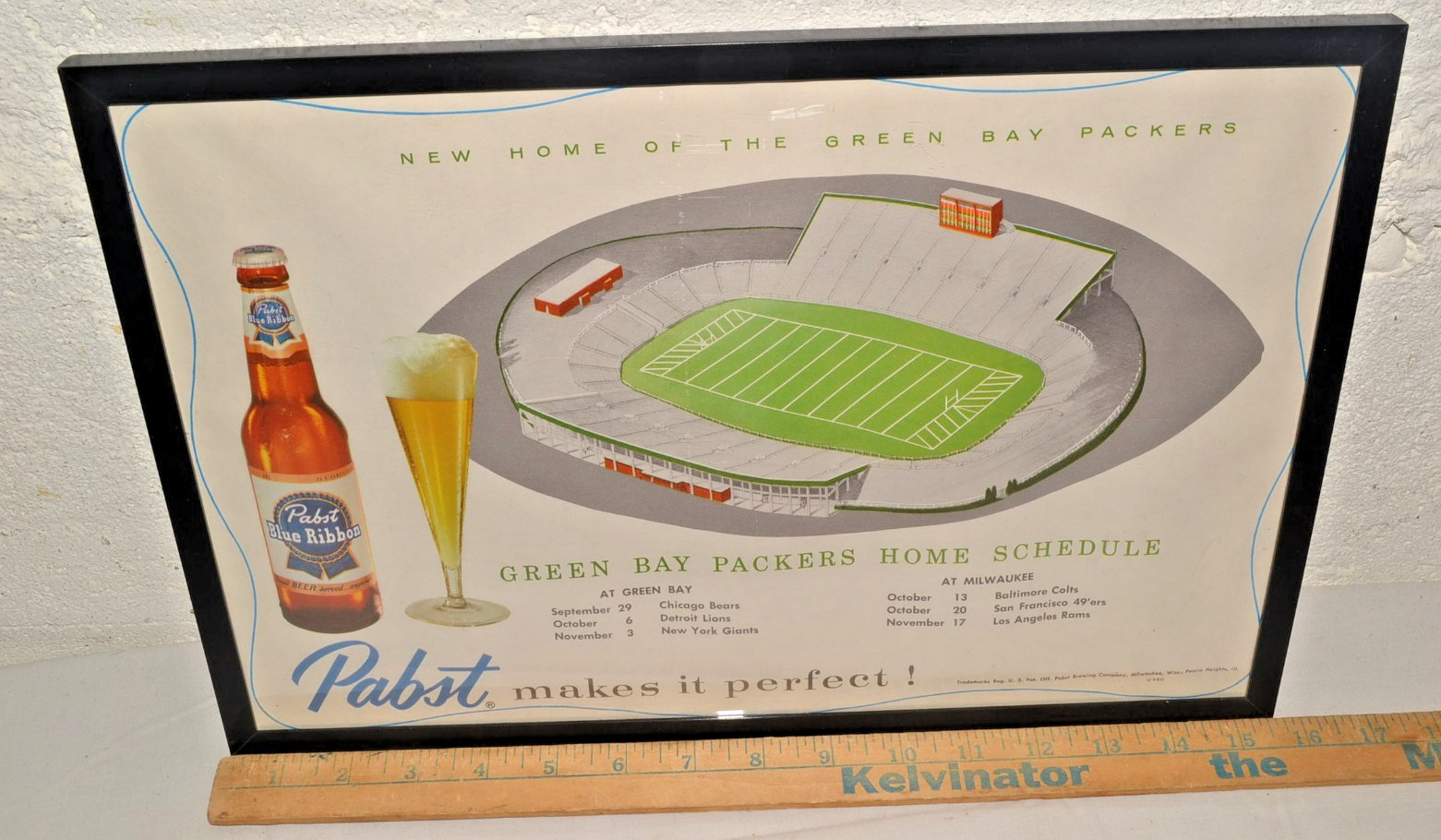 ORIGINAL 1957 FRAMED PRINT NEW CITY STADIUM LAMBEAU FIELD GREEN BAY PACKERS ORIGINAL 1957 FRAMED PRINT NEW CITY STADIUM LAMBEAU FIELD GREEN BAY PACKERS