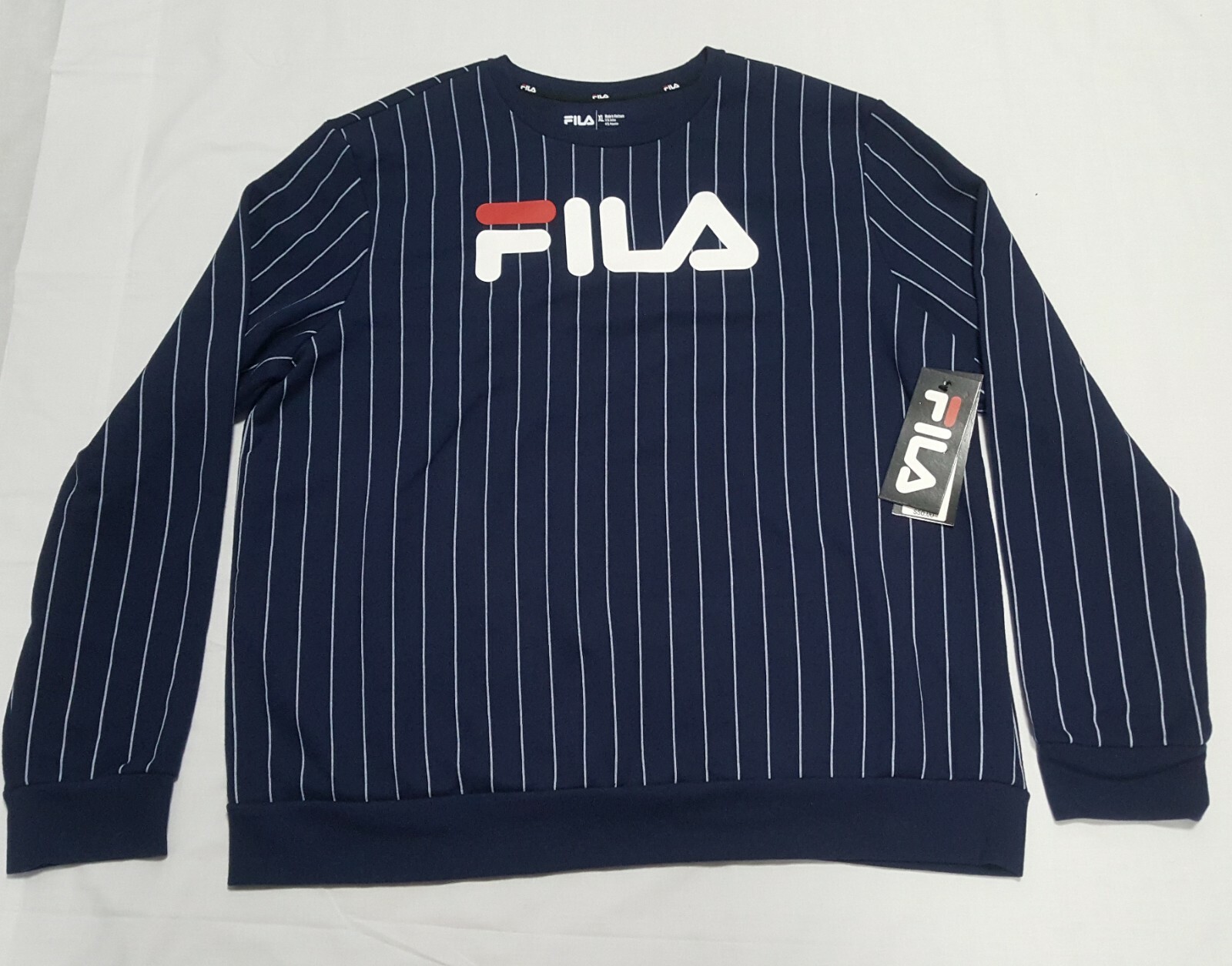 FILA Heritage Classic Mens warm Fleece sweater Navy Blue stripe Sweater FILA Heritage Classic Mens warm Fleece sweater Navy Blue stripe Sweater
