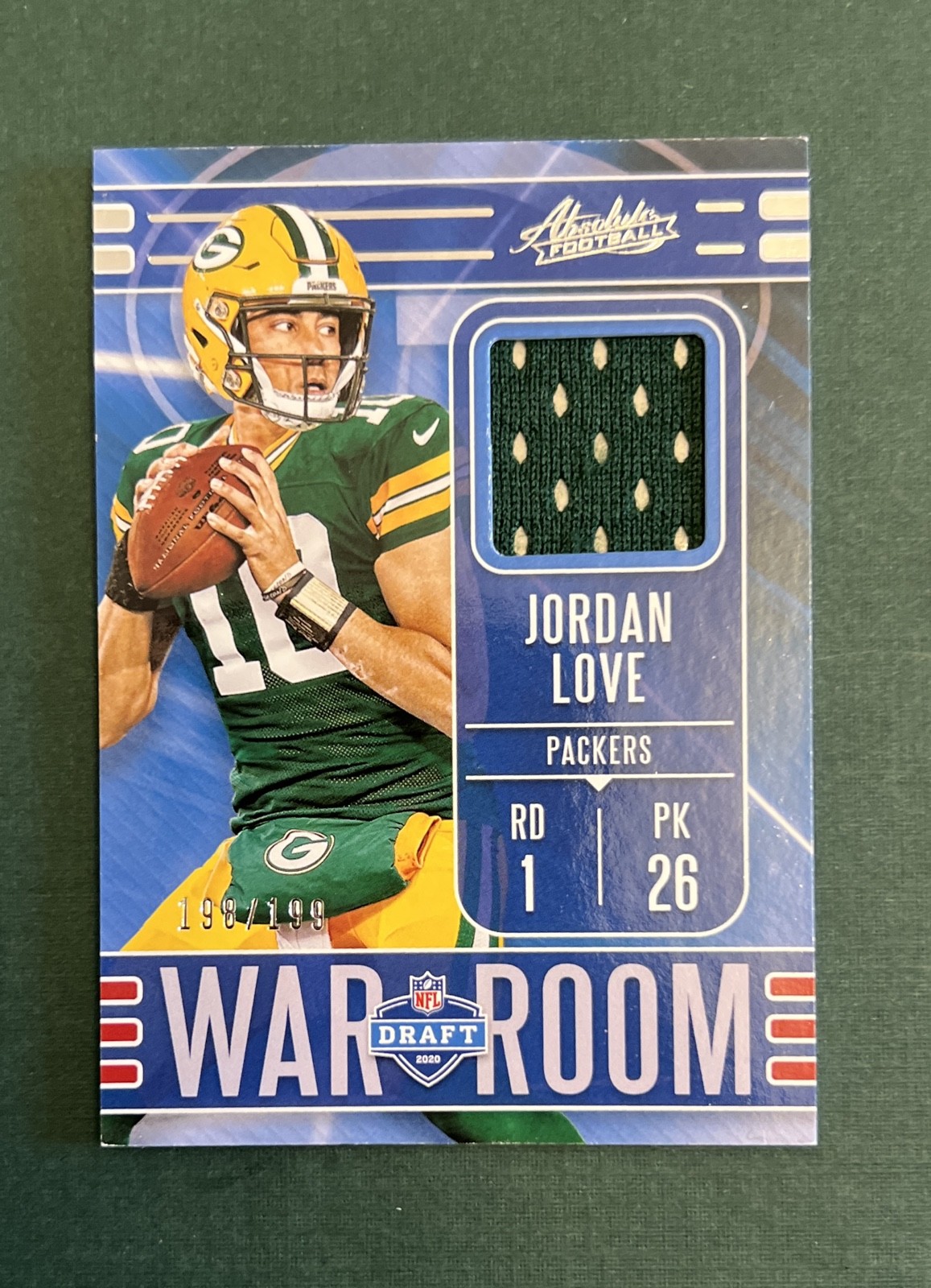 2020 Panini Absolute - War Room Materials Jordan Love #WM-28 /199 (MEM, RC) 2020 Panini Absolute - War Room Materials Jordan Love #WM-28 /199 (MEM, RC)