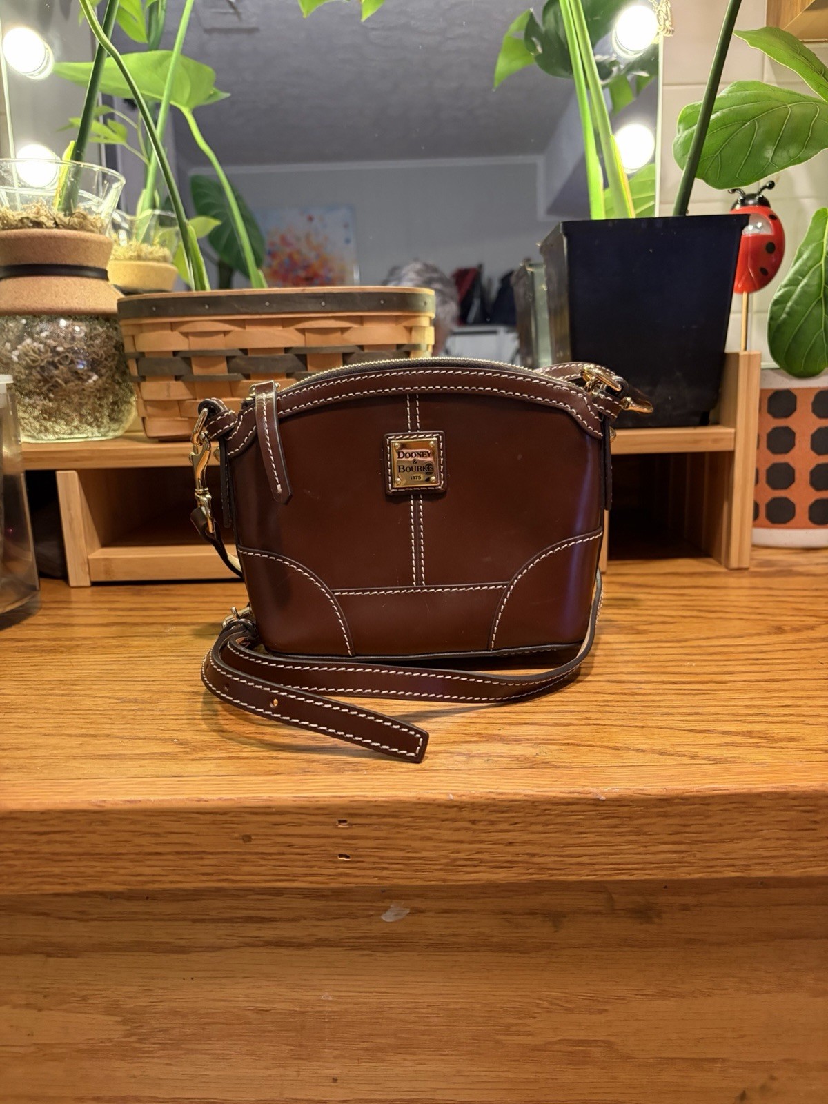 Dooney & Bourke Women’s Brown Mini Domed Crossbody Zip Lined Detachable Strap Dooney & Bourke Women’s Brown Mini Domed Crossbody Zip Lined Detachable Strap