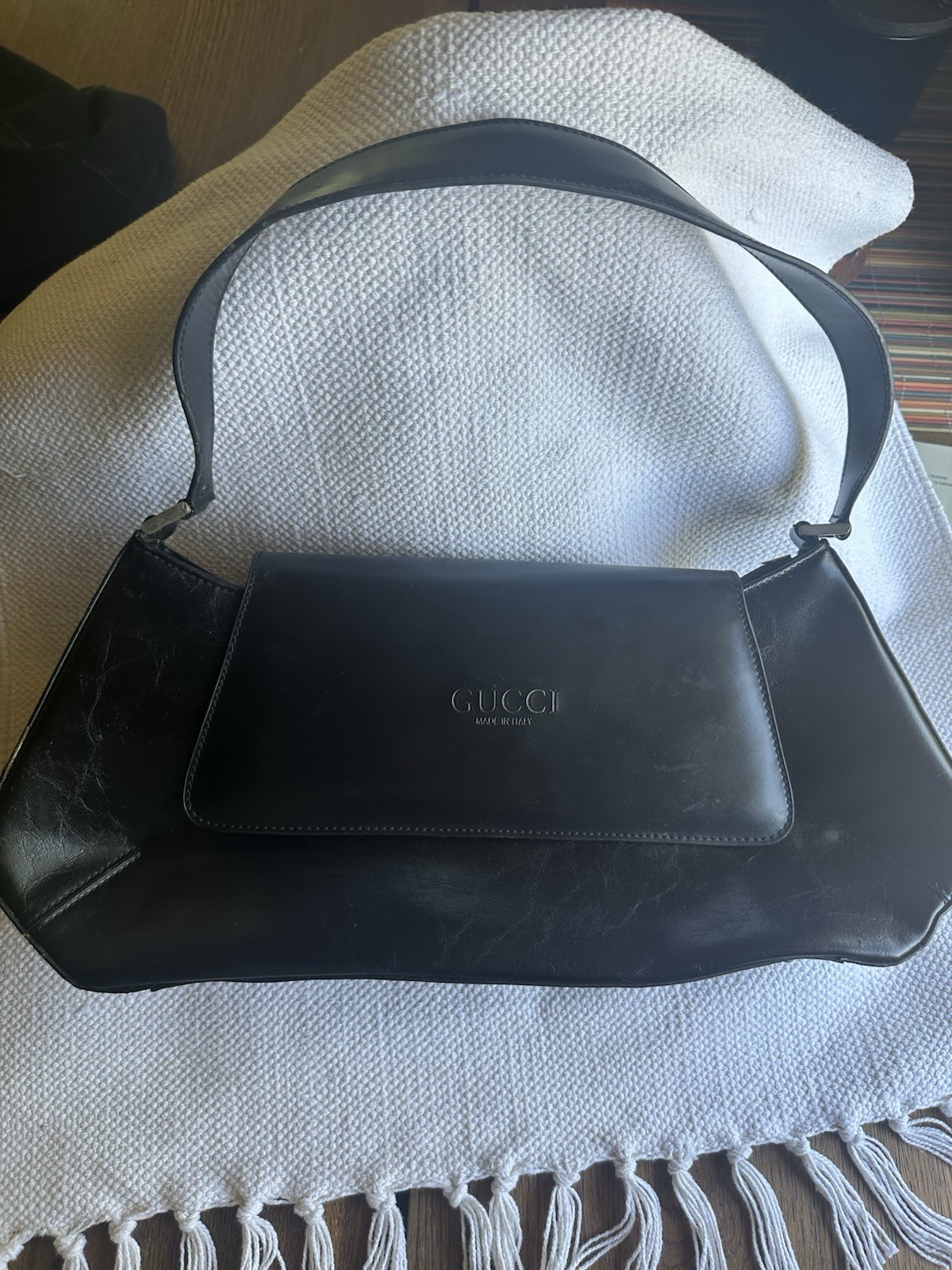 VINTAGE OLD Gucci Black Leather Handbag