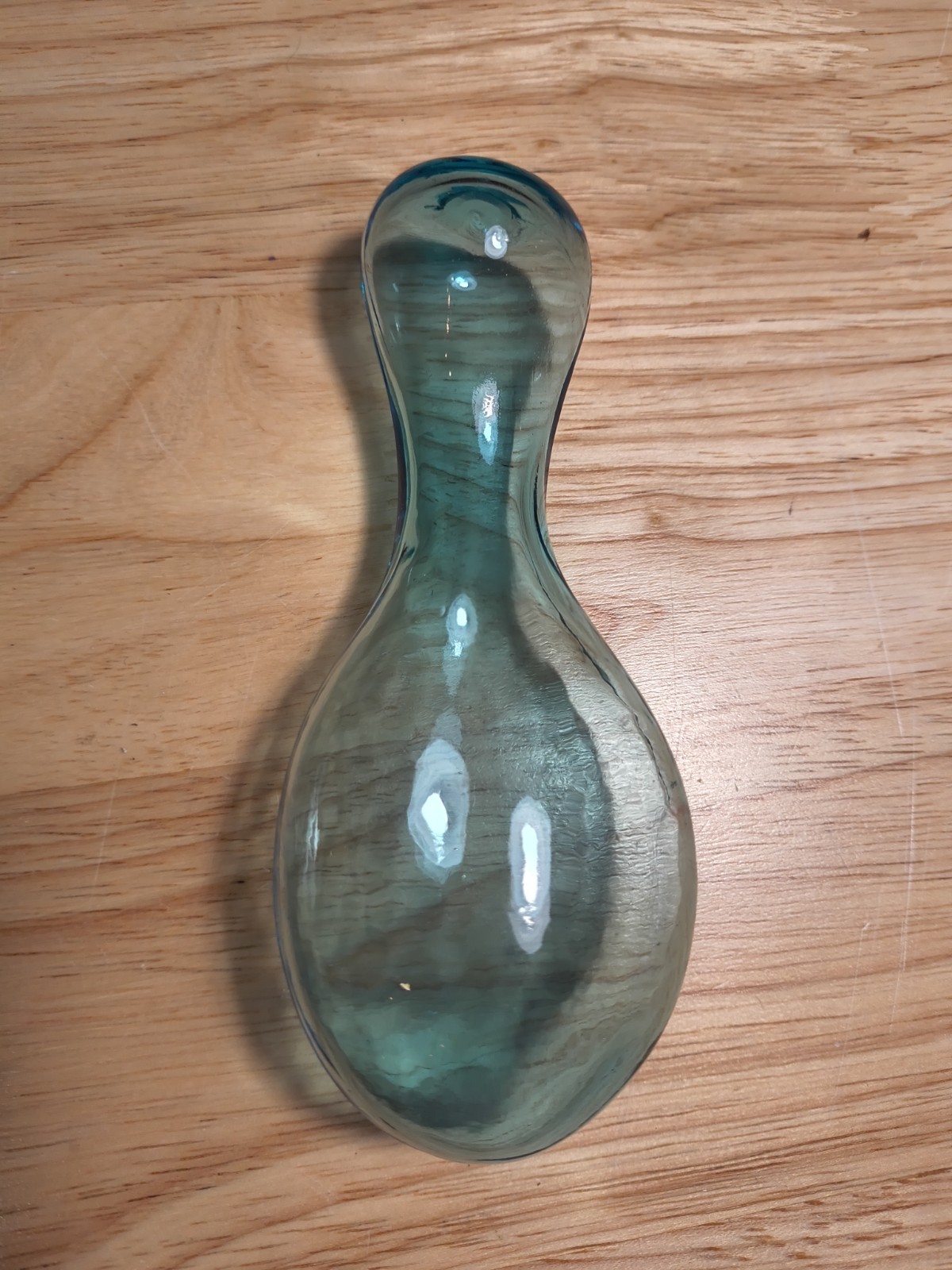 Vintage Blue Glass Sock Darner Sewing Tool Darning Egg Aqua