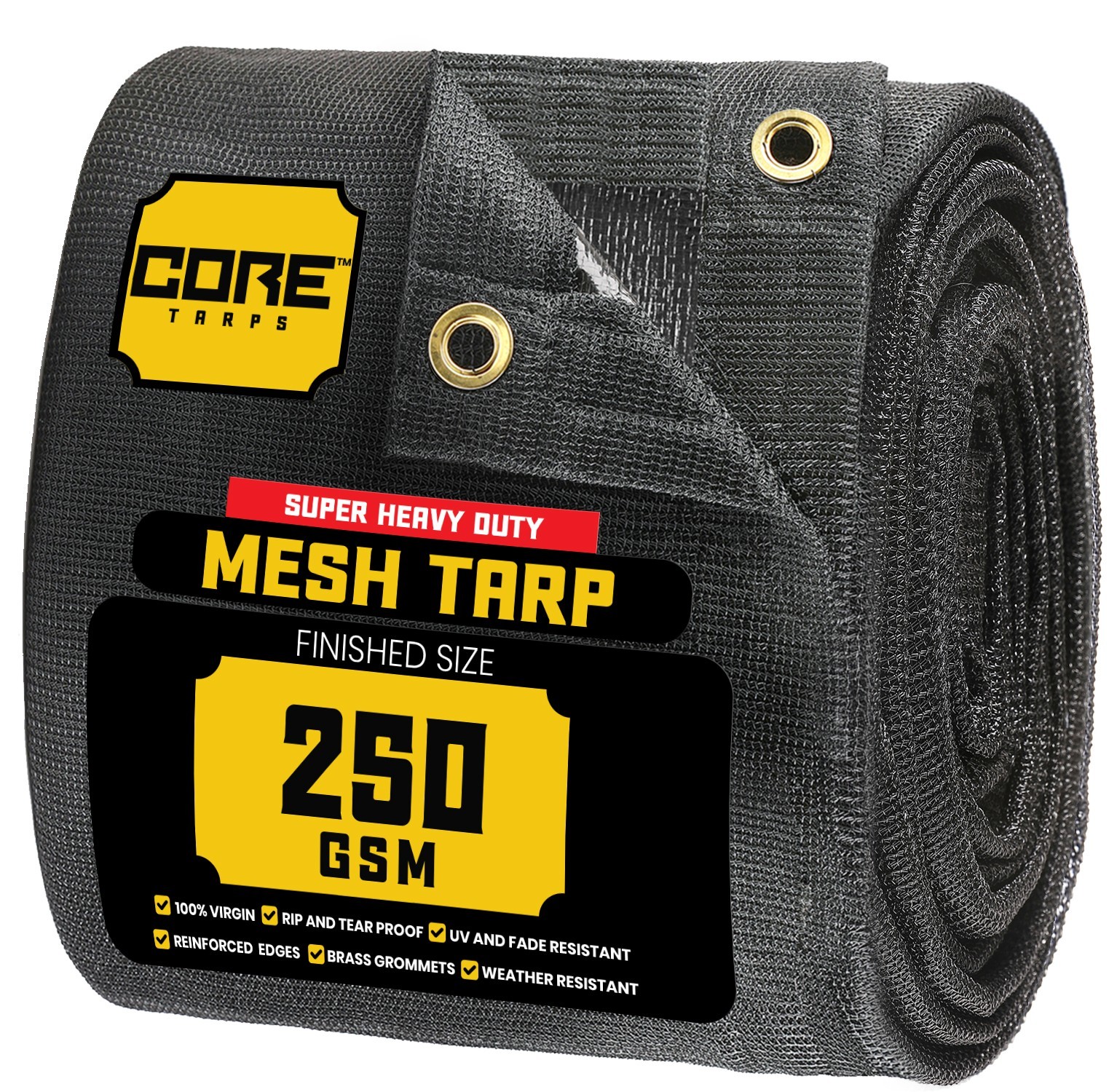 Core Tarps Heavy Duty Mesh Tarp  Sun Shade Cover 60 % Blockage Black/Brown/Green
