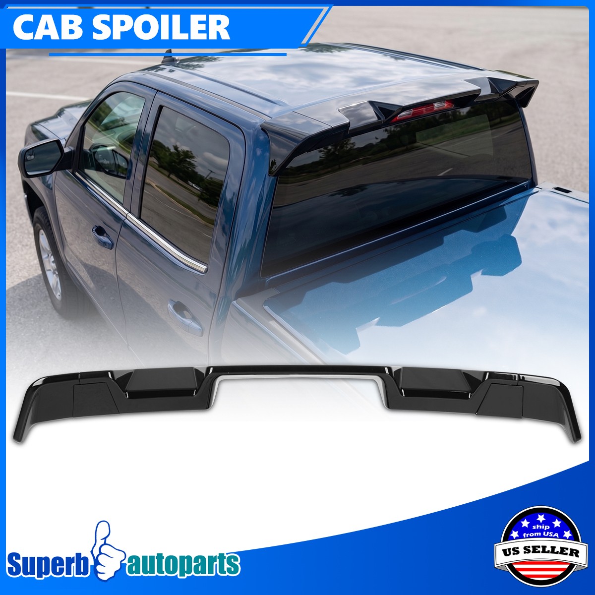 Glossy Black 3PC Style Rear Cab ROOF SPOILER Fits 2008-2014 GMC Sierra 2500HD Glossy Black 3PC Style Rear Cab ROOF SPOILER Fits 2008-2014 GMC Sierra 2500HD
