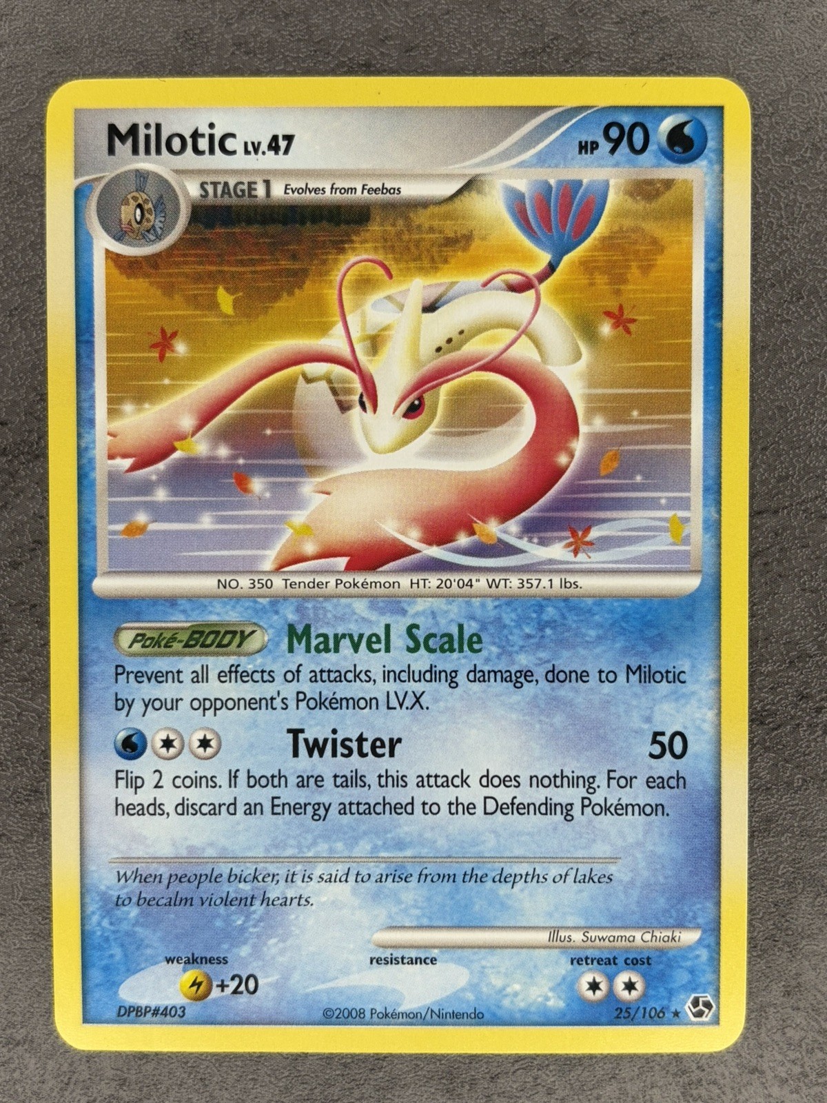 Pokemon Milotic 25/106 Great Encounters 2008 English Regular Rare Stage 1 90