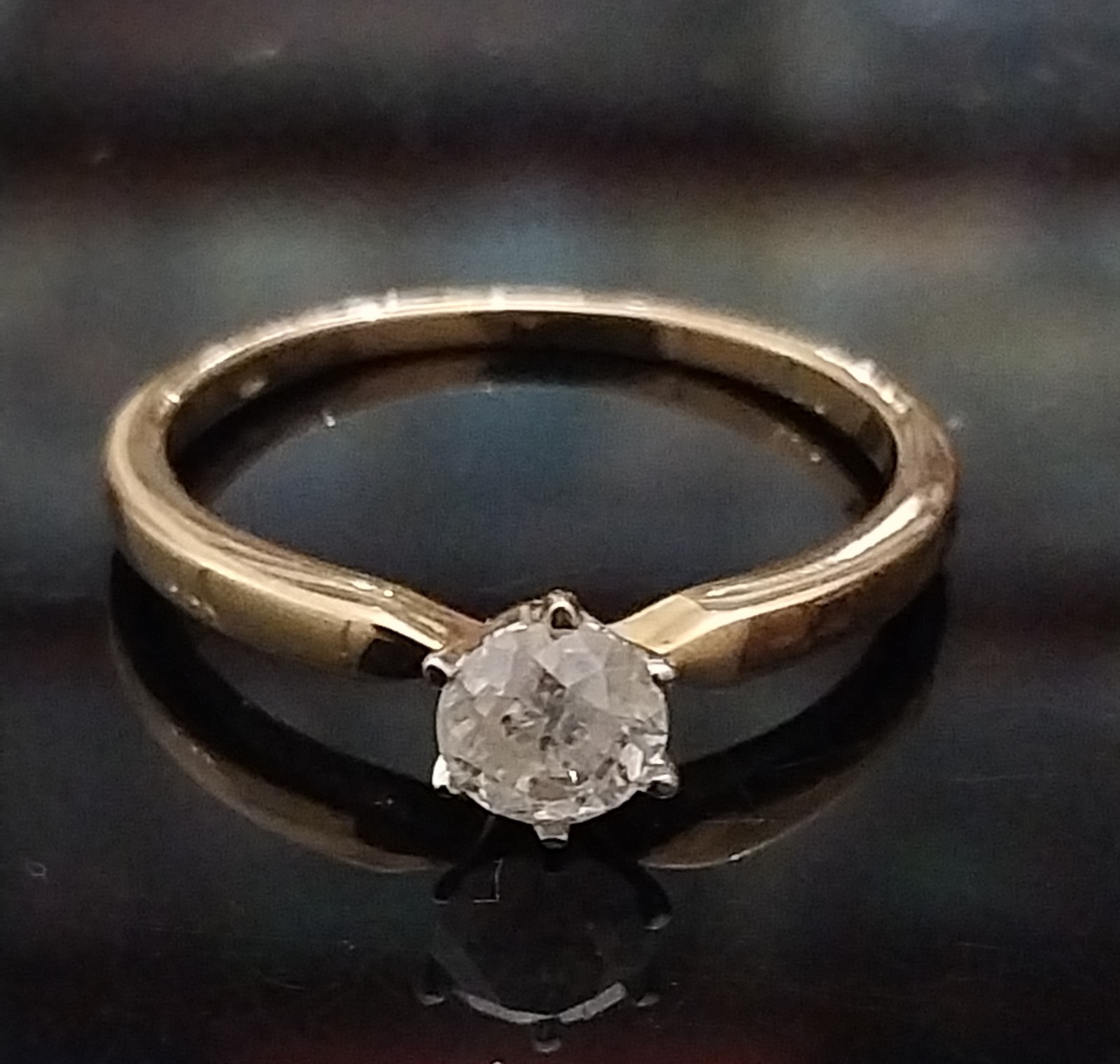 Elegant Vintage 14k Yellow Gold 0.33ct Old European Cut Diamond Solitaire Ring