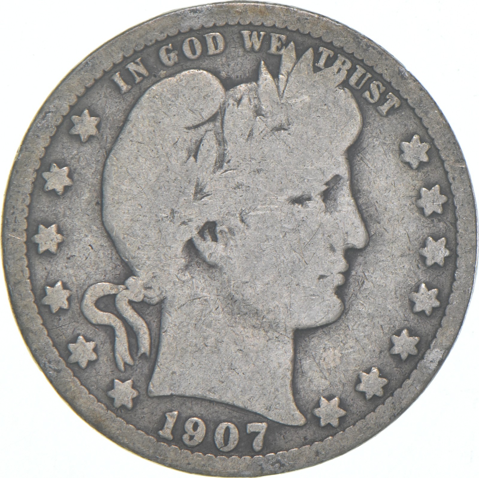1907-S Barber Quarter Average Circ