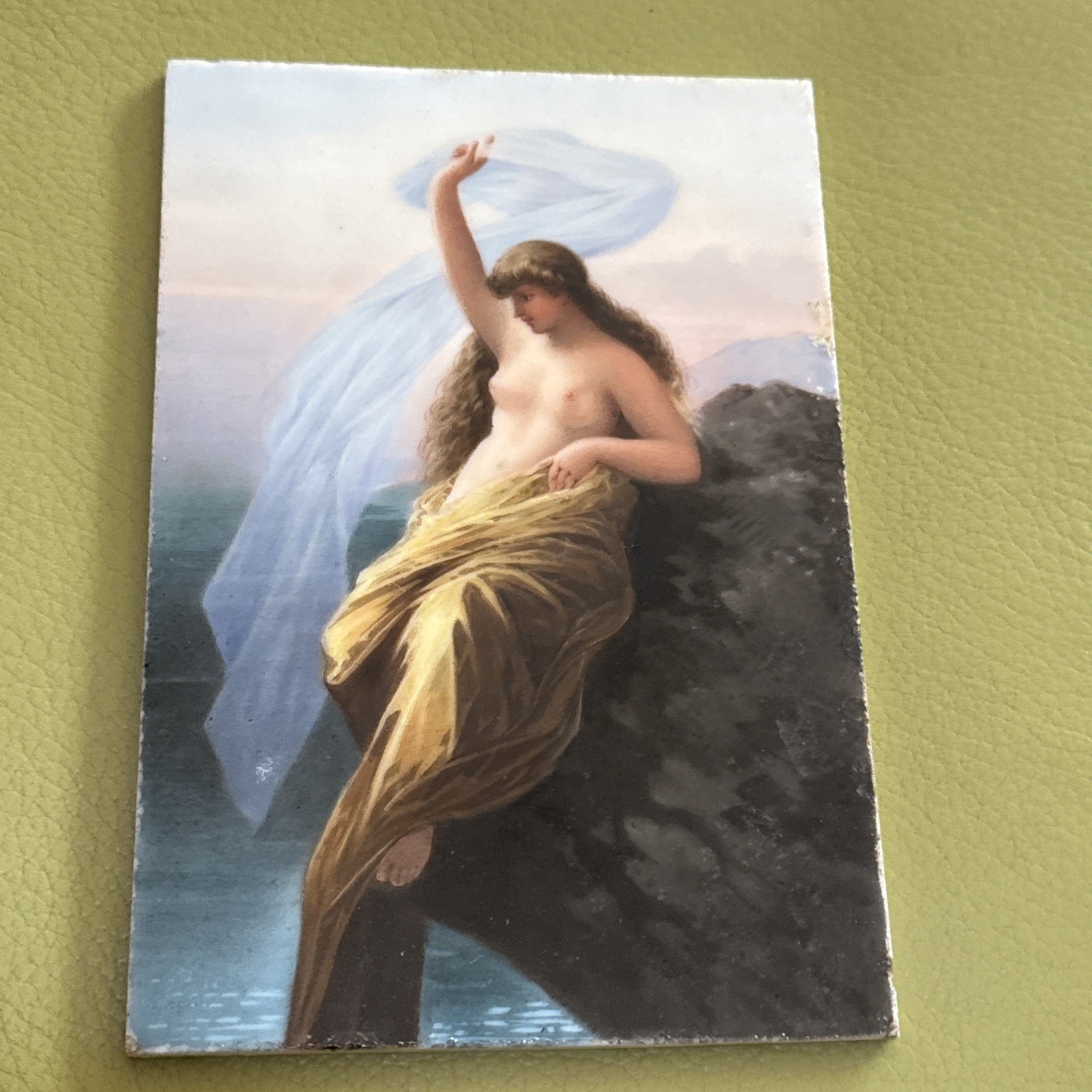 KPM Painting of Siren On Porcelain 19 Century Antique Painting Not Sign