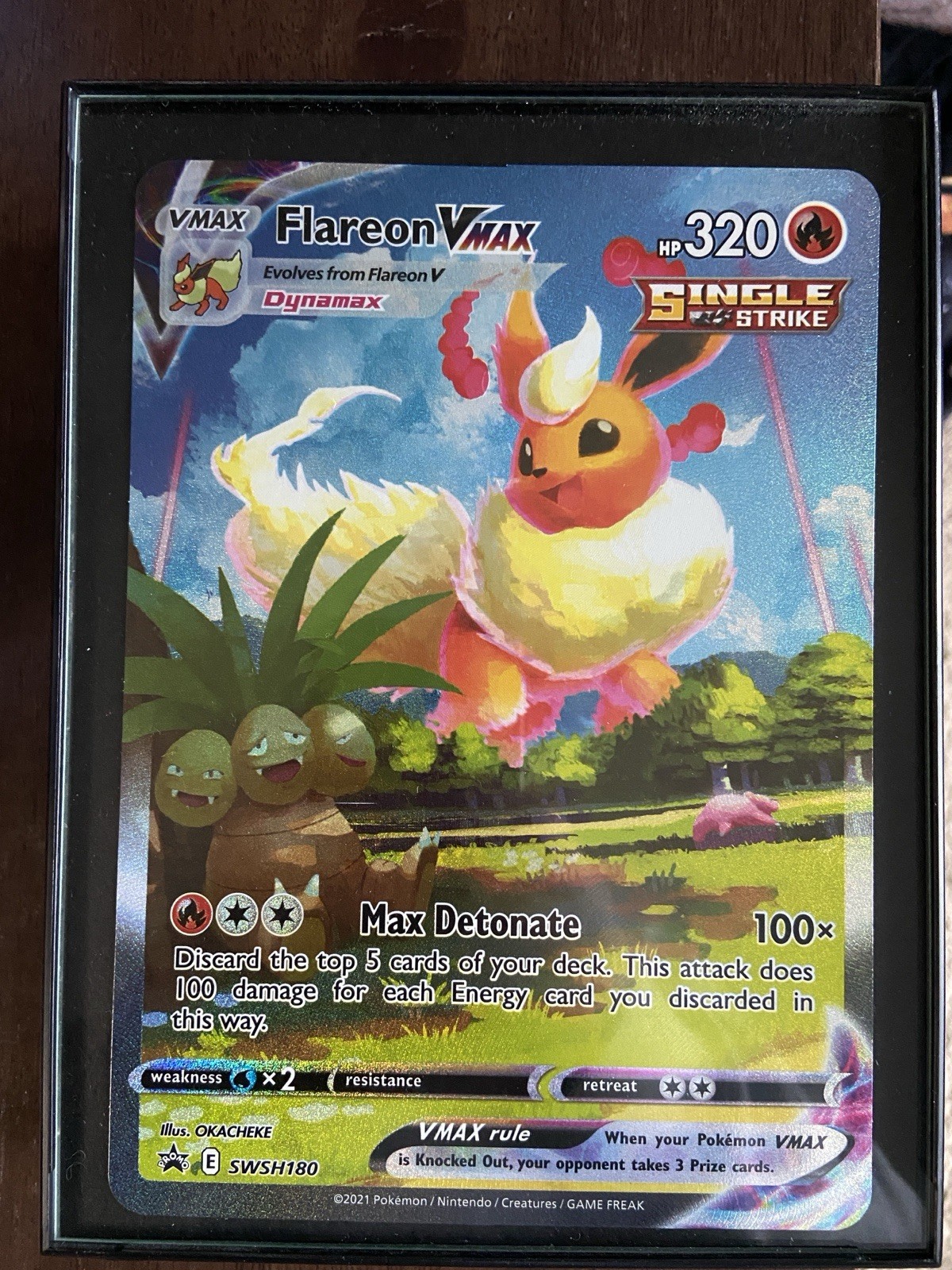 Pokémon TCG Flareon VMAX SWSH180 Sword & Shield Jumbo Holo Promo NM With Frame Pokémon TCG Flareon VMAX SWSH180 Sword & Shield Jumbo Holo Promo NM With Frame
