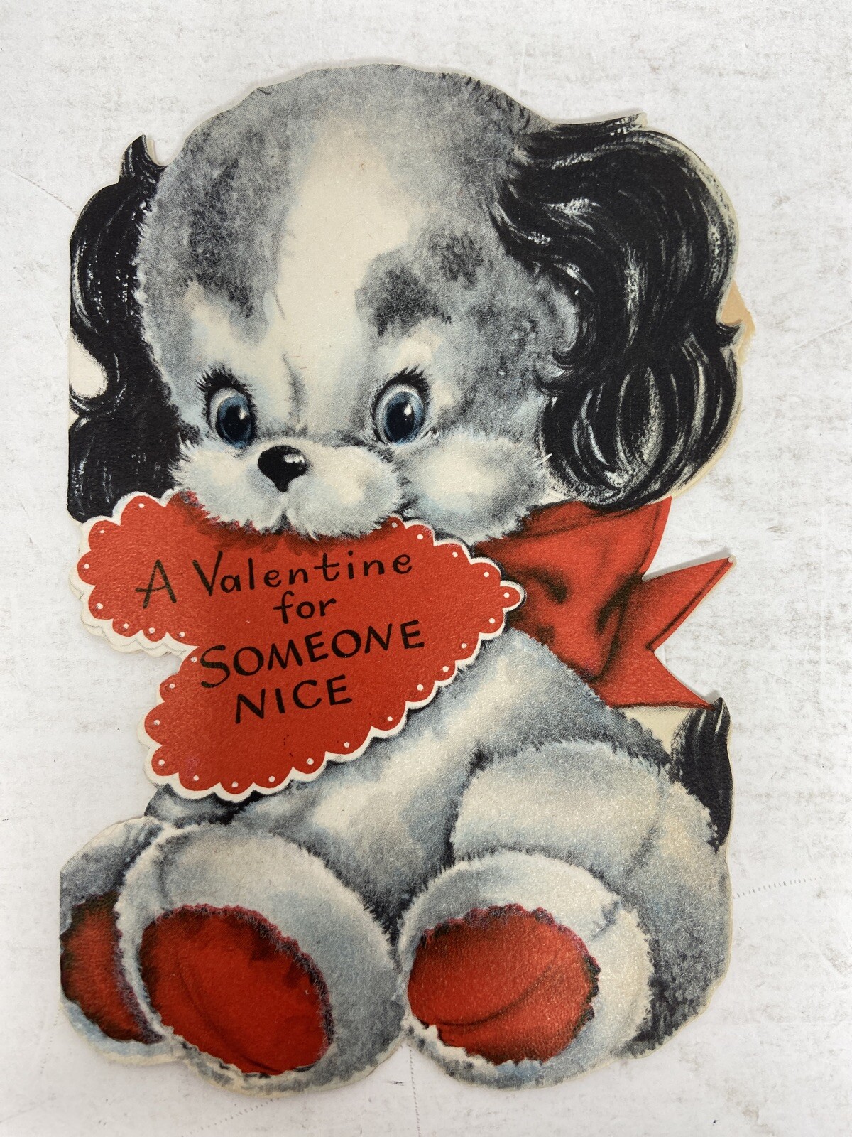 Vintage Adorable Flocked Hallmark Valentine Card Dog Puppy Cute Vintage Adorable Flocked Hallmark Valentine Card Dog Puppy Cute